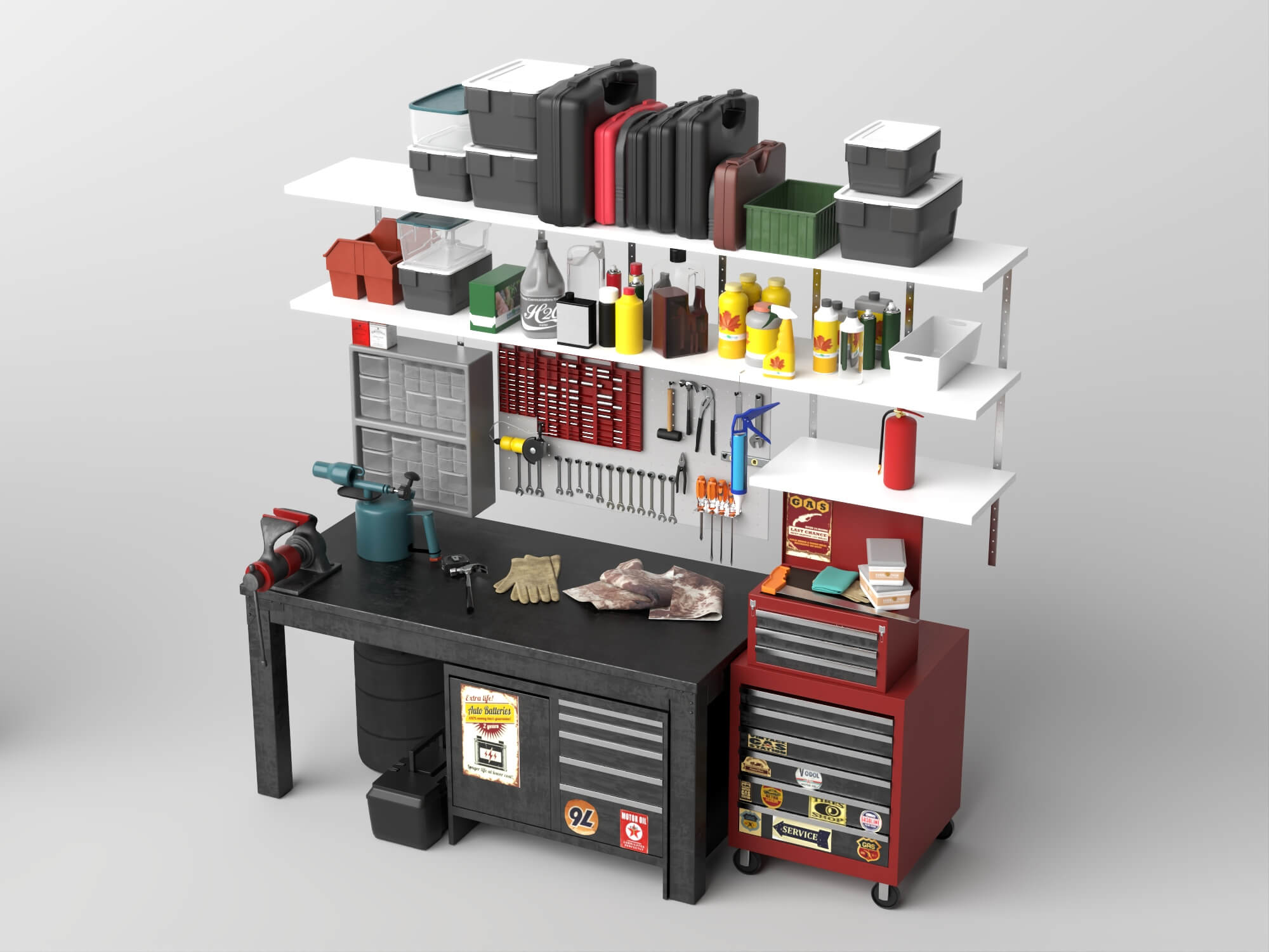 Garage and Garden Workshop Tools Asset Pack 3D Model