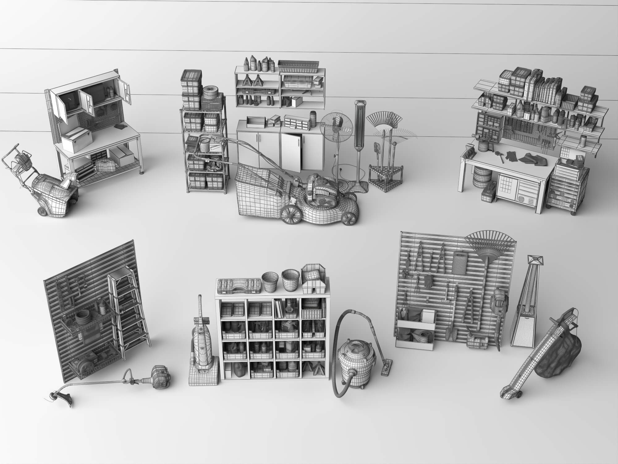 Garage and Garden Workshop Tools Asset Pack 3D Model