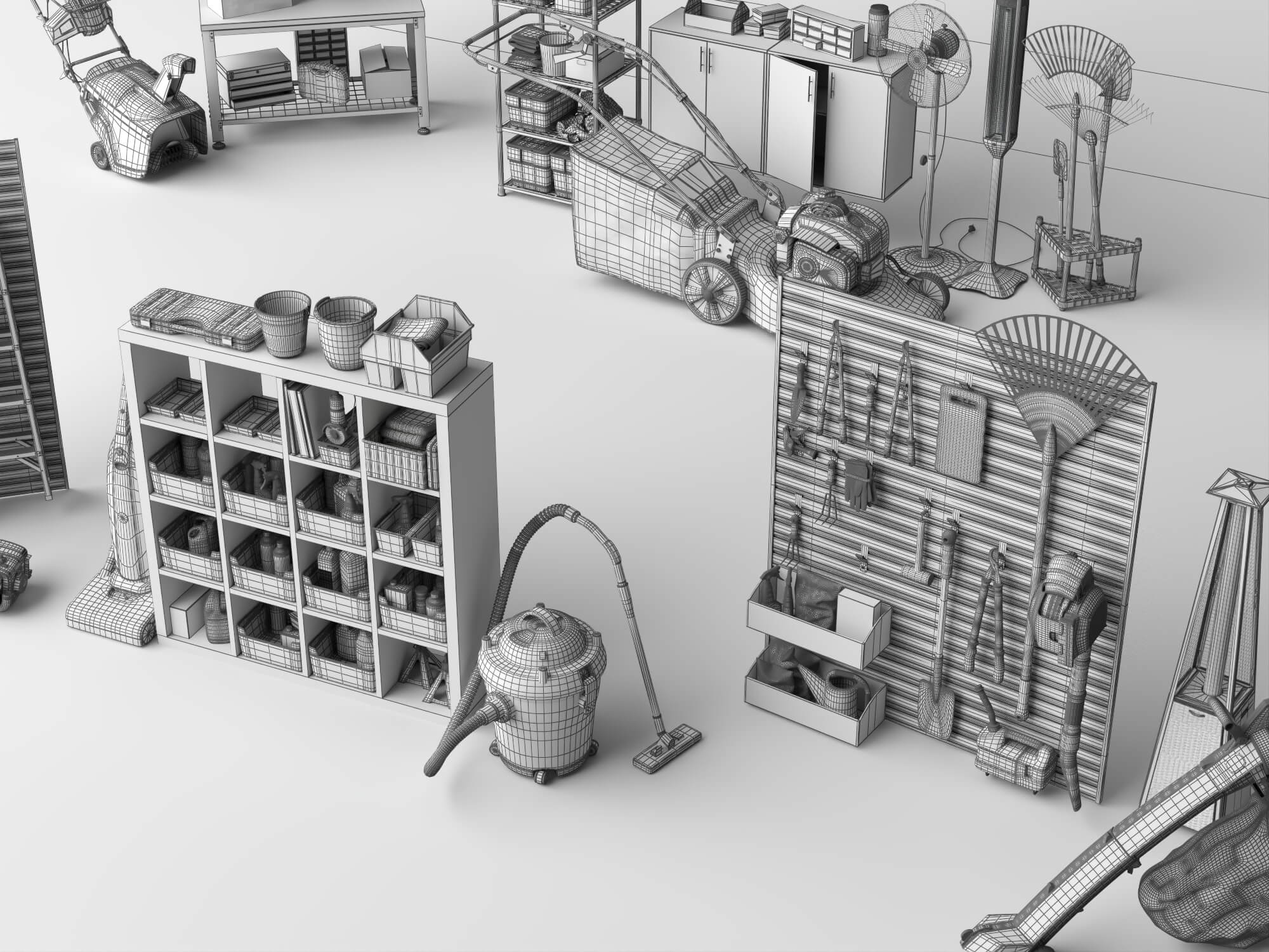 Garage and Garden Workshop Tools Asset Pack 3D Model