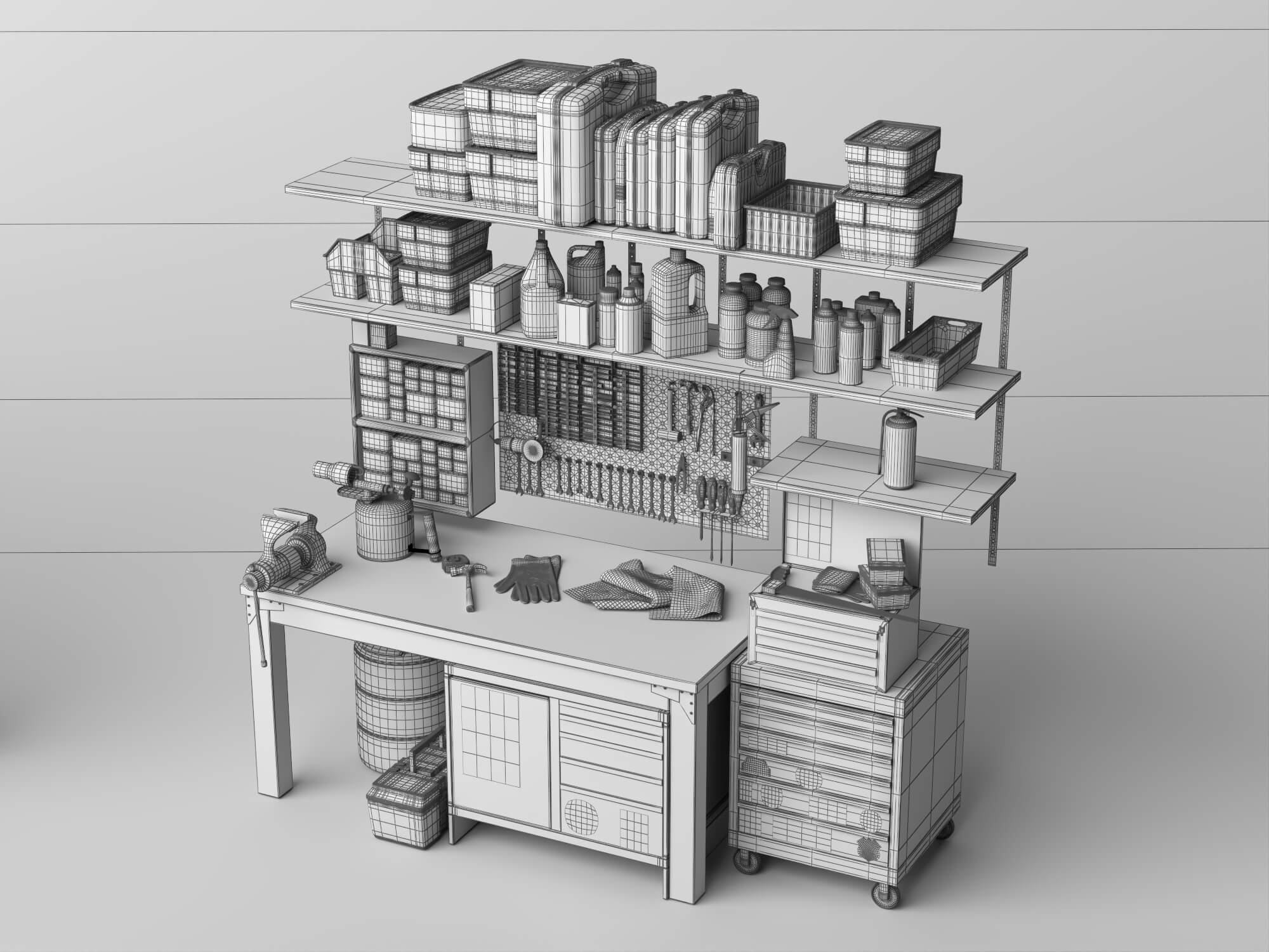 Garage and Garden Workshop Tools Asset Pack 3D Model