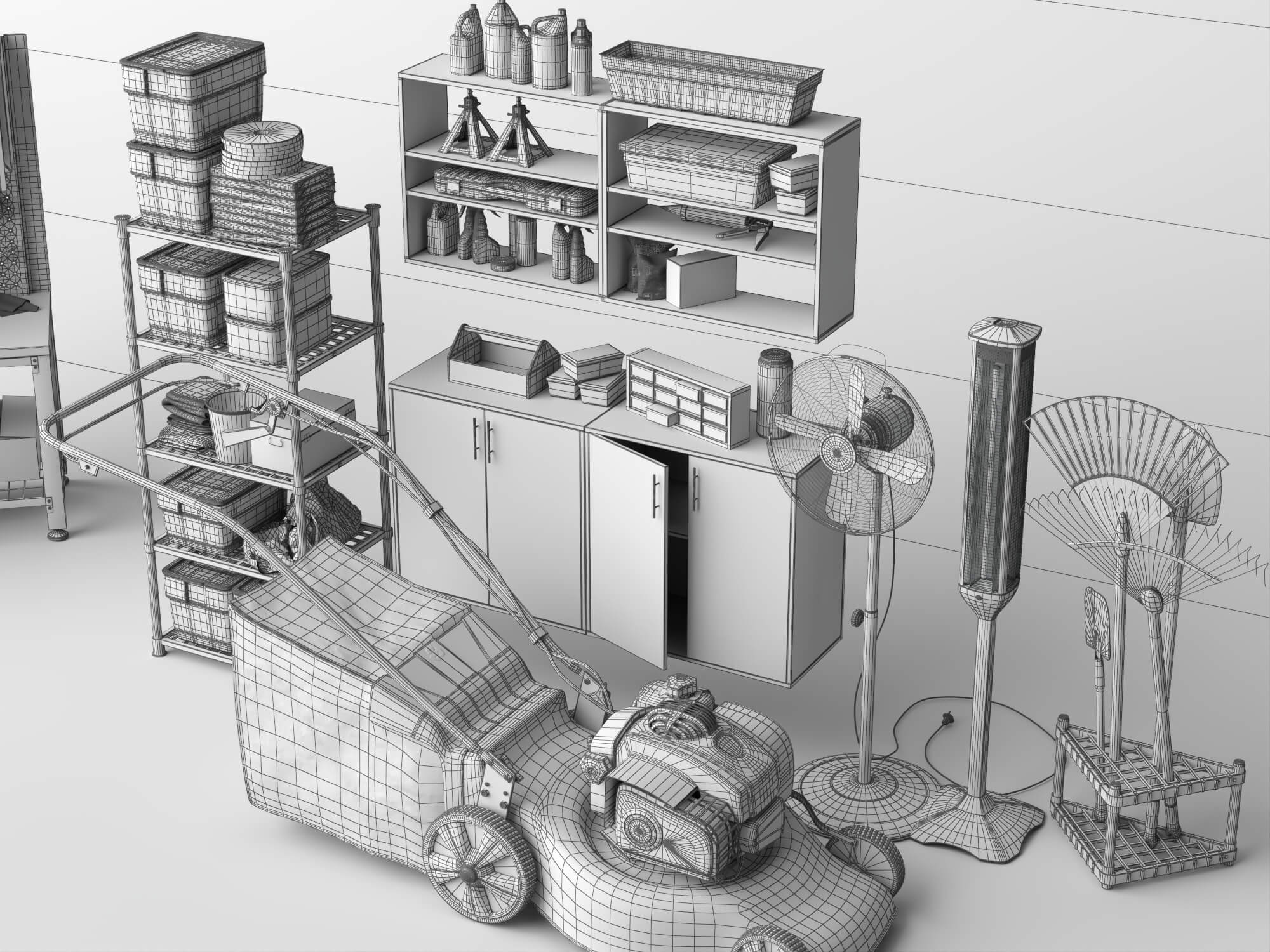 Garage and Garden Workshop Tools Asset Pack 3D Model