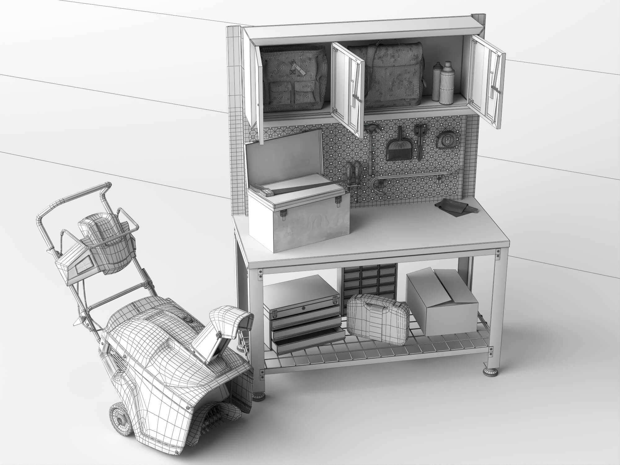 Garage and Garden Workshop Tools Asset Pack 3D Model