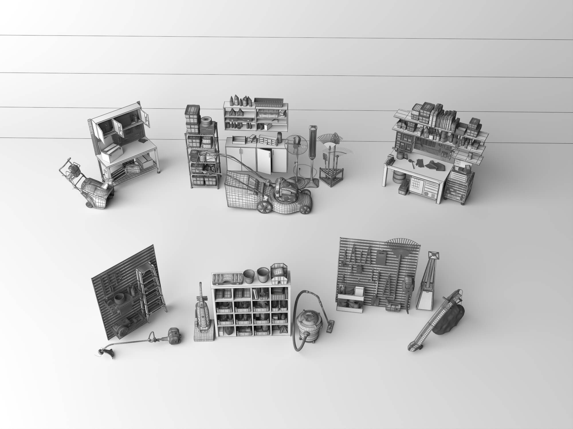 Garage and Garden Workshop Tools Asset Pack 3D Model