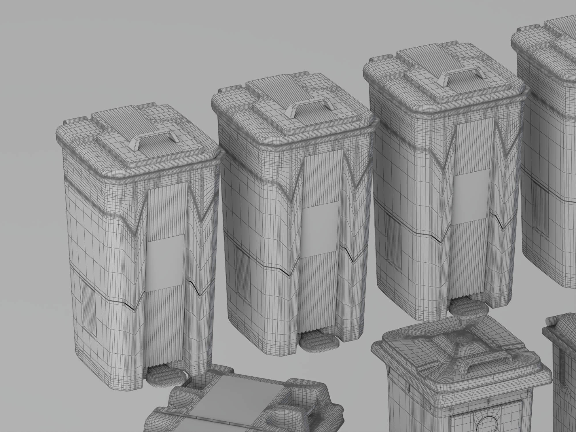 Garbage Bins Set waste Containers 3D Model 3D Model