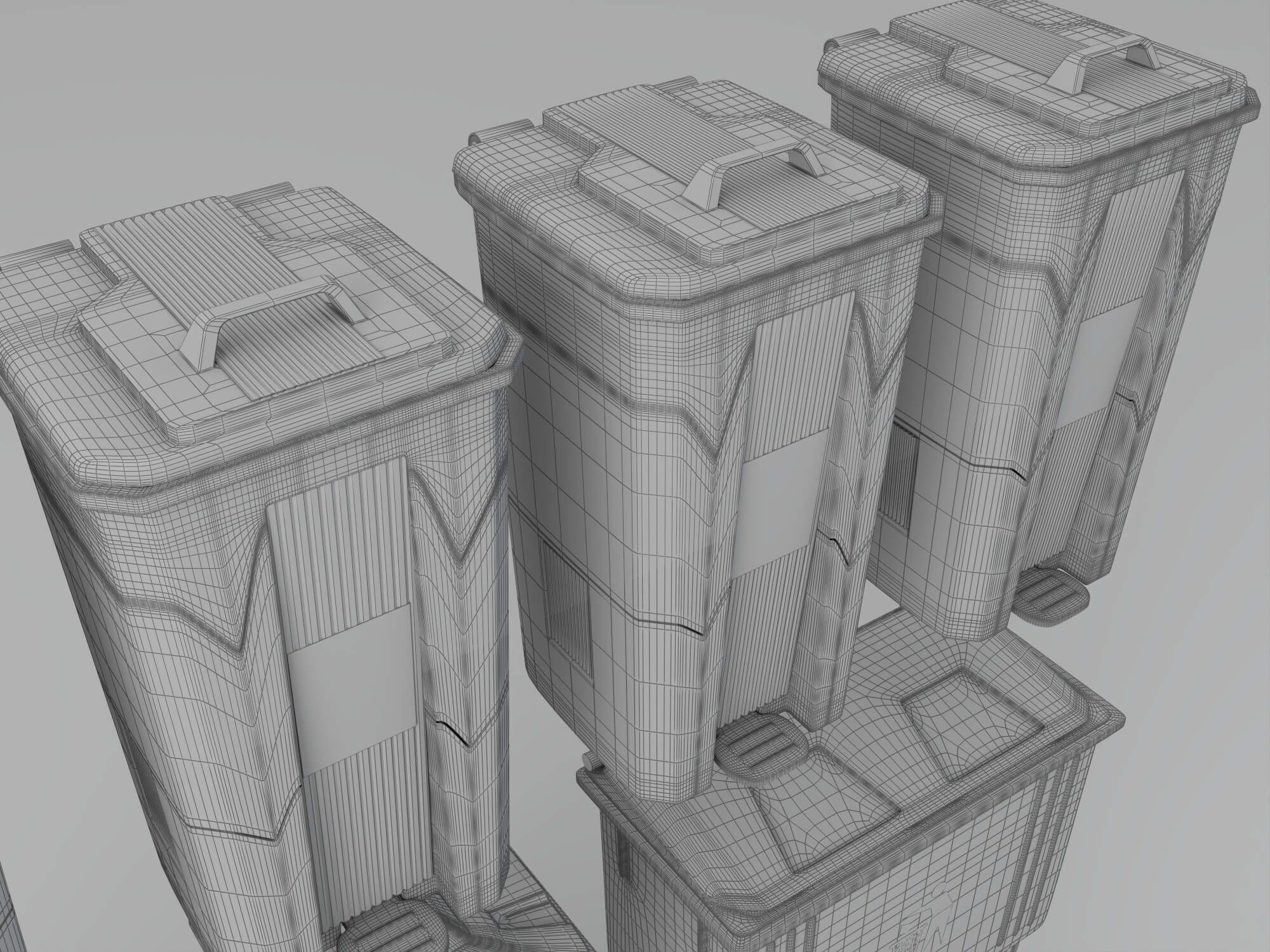 Garbage Bins Set waste Containers 3D Model 3D Model