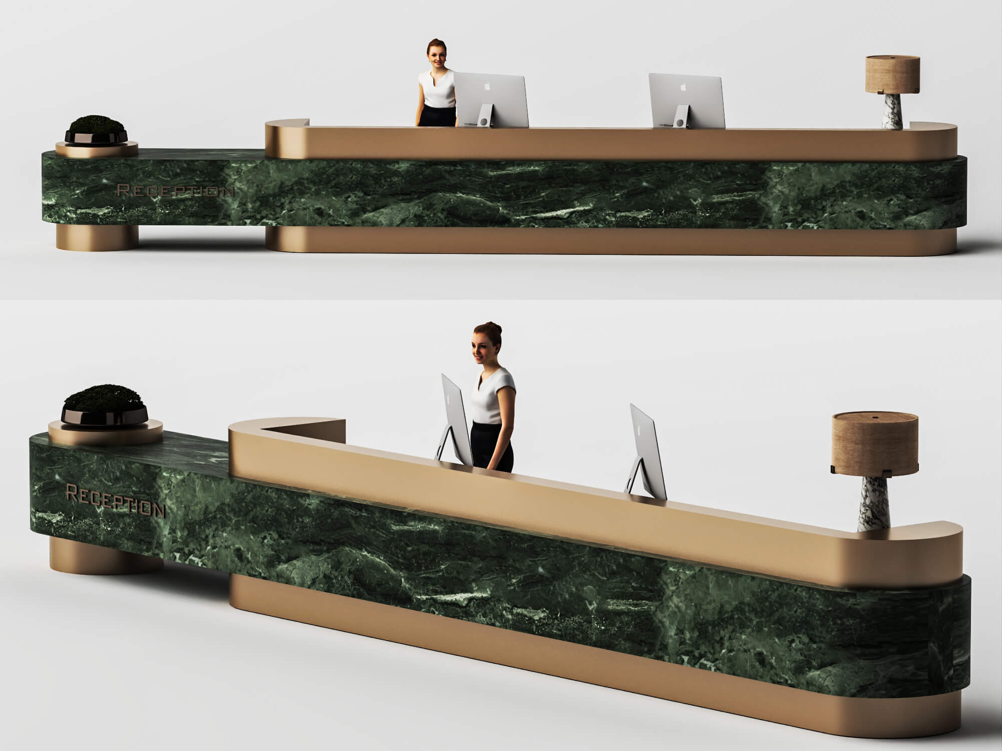 Green Marble Reception Desk 3D Asset 3D Model