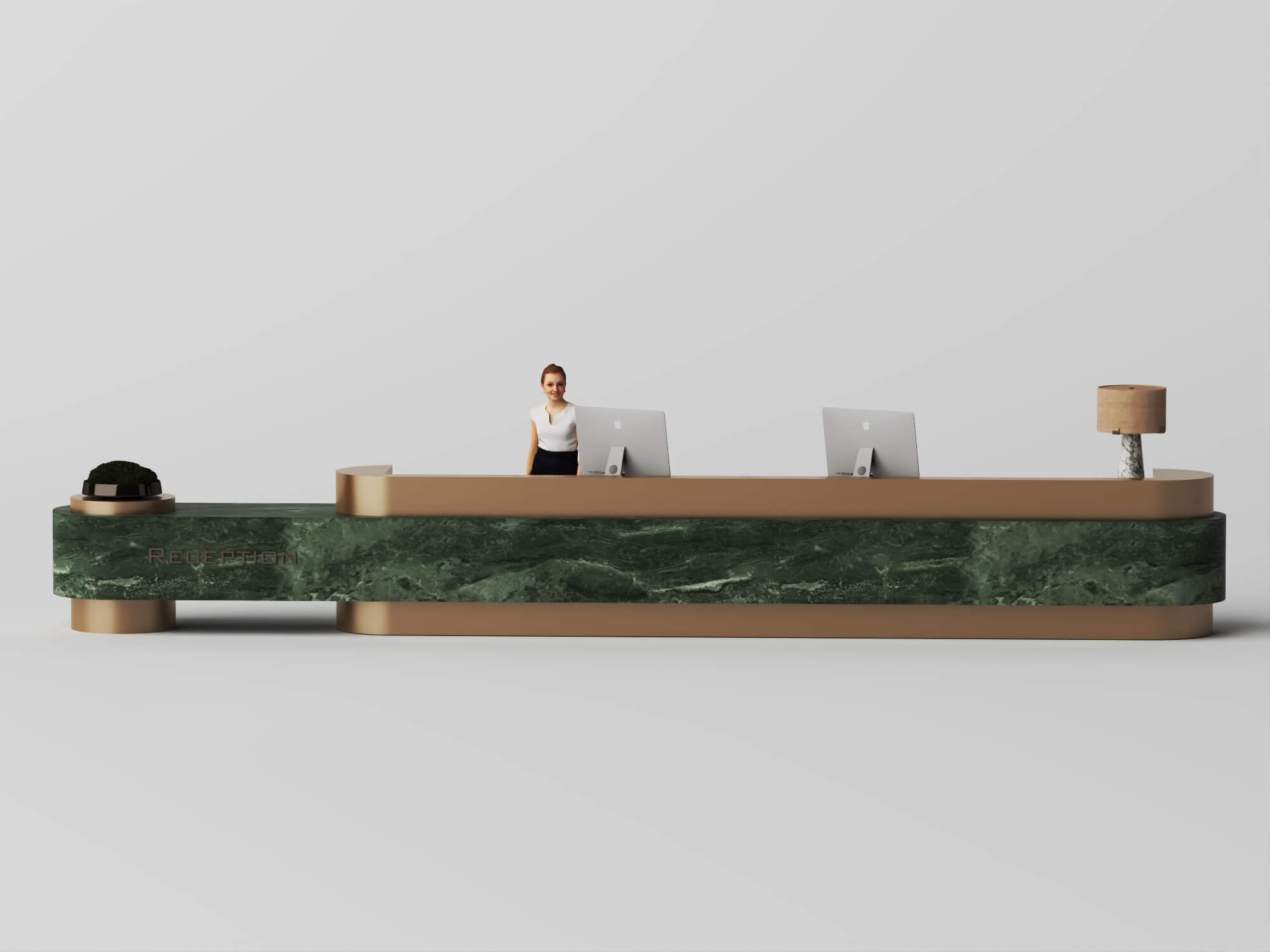 Green Marble Reception Desk 3D Asset 3D Model