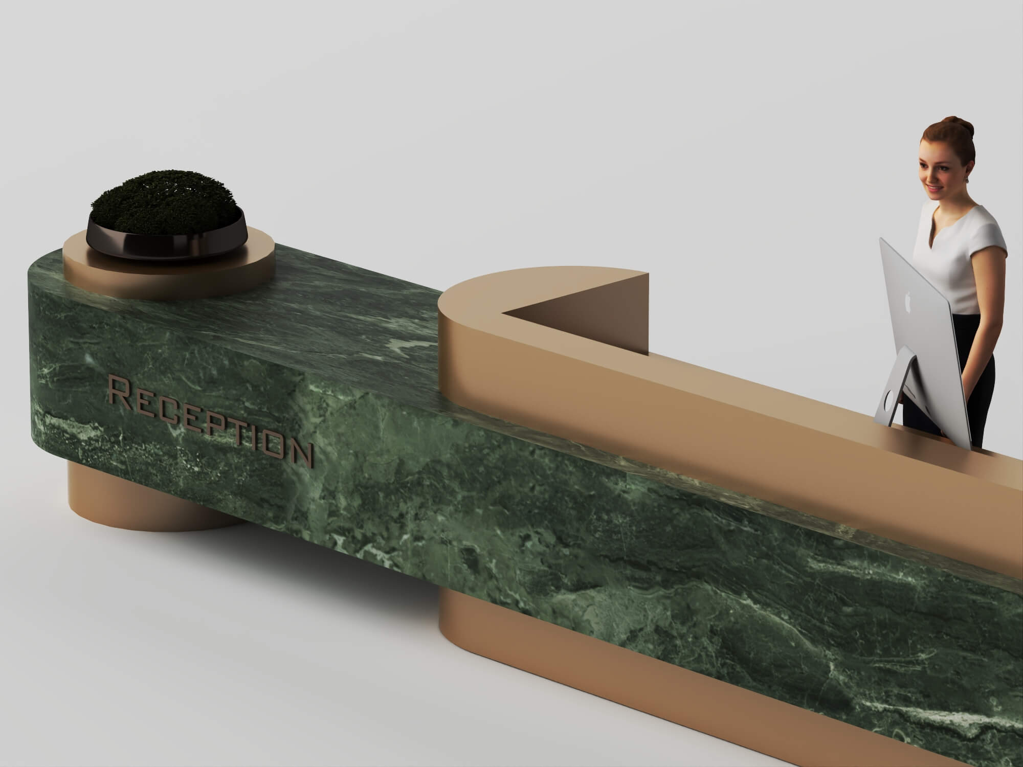 Green Marble Reception Desk 3D Asset 3D Model