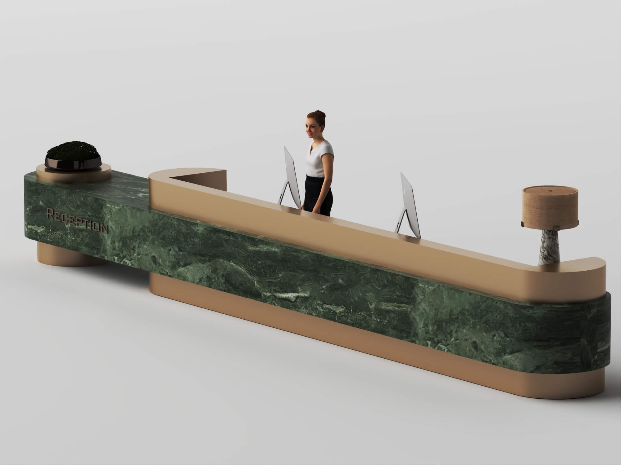 Green Marble Reception Desk 3D Asset 3D Model