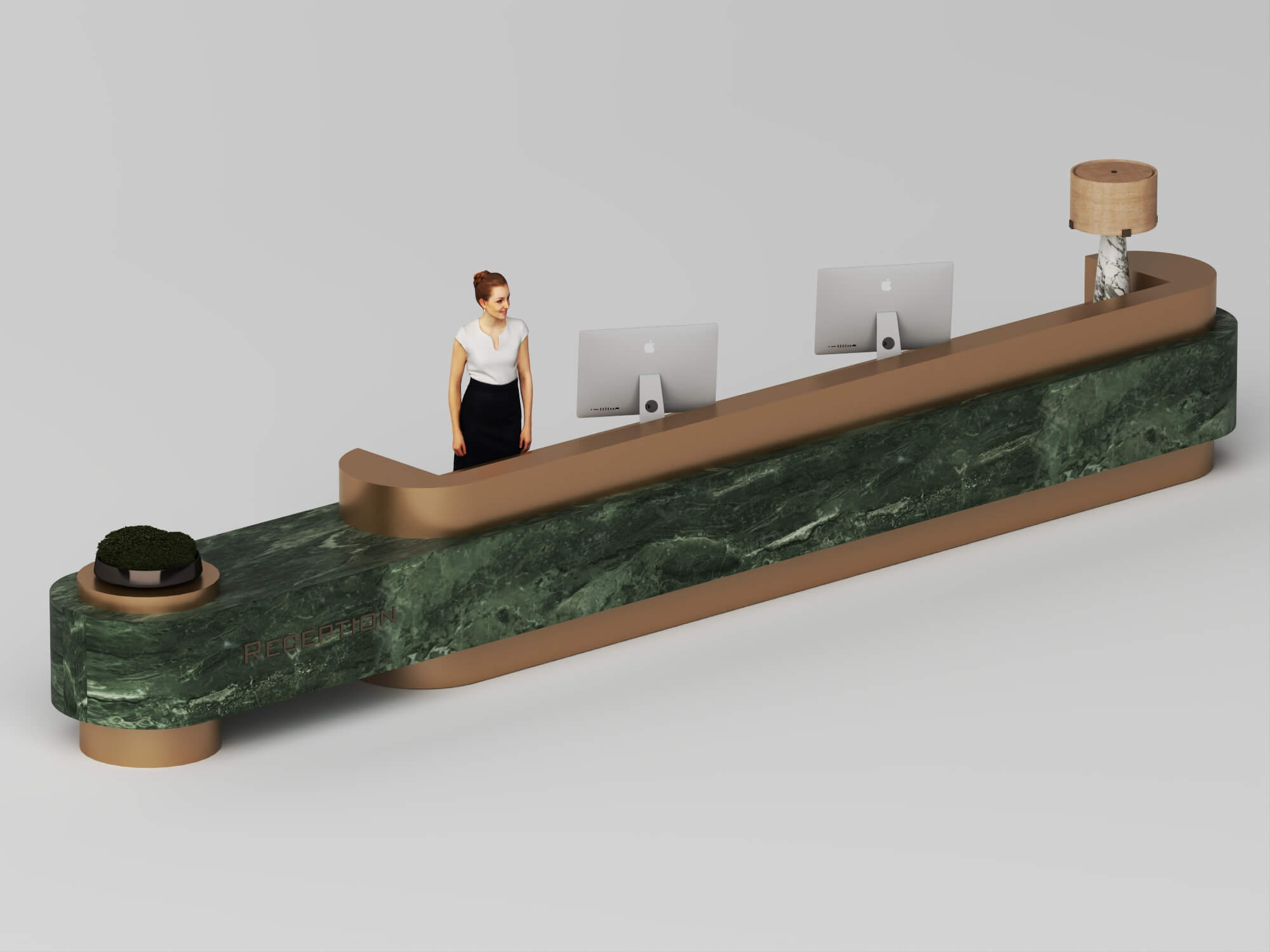 Green Marble Reception Desk 3D Asset 3D Model
