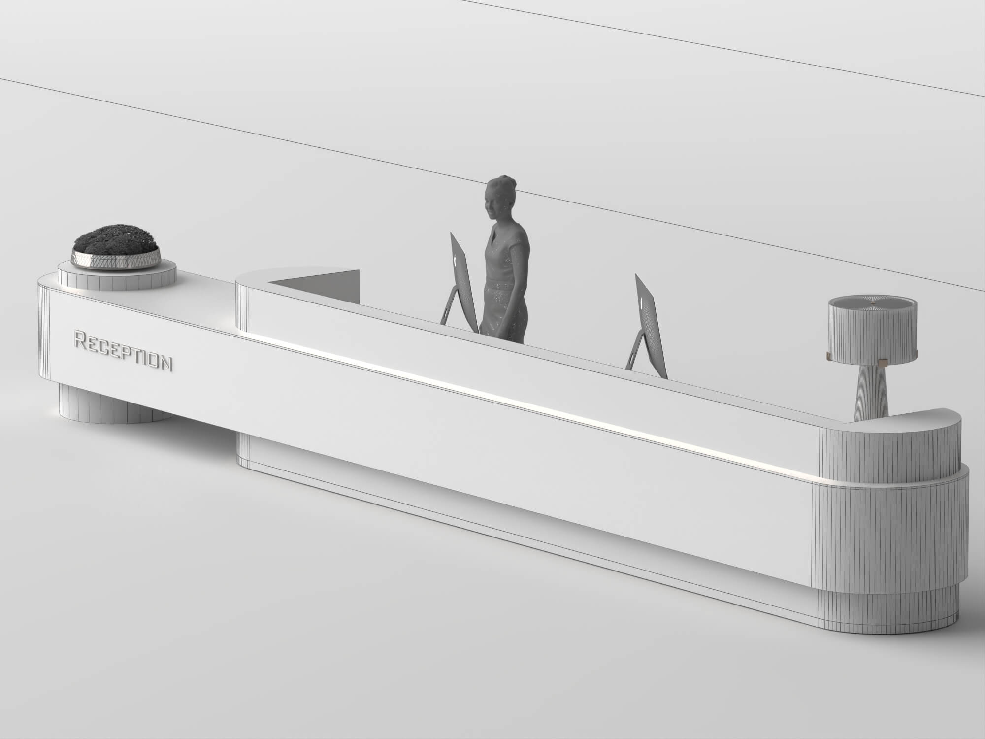 Green Marble Reception Desk 3D Asset 3D Model