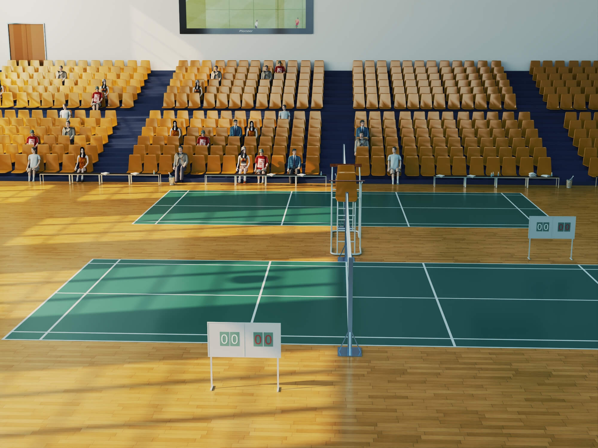 Indoor Badminton Court Sports Hall Scene 3D Model