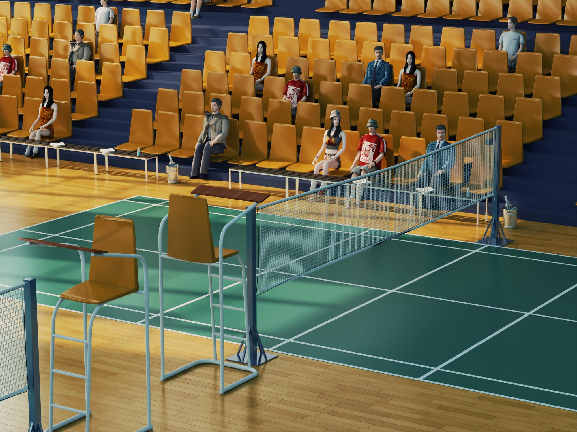 Indoor Badminton Court Sports Hall Scene 3D Model