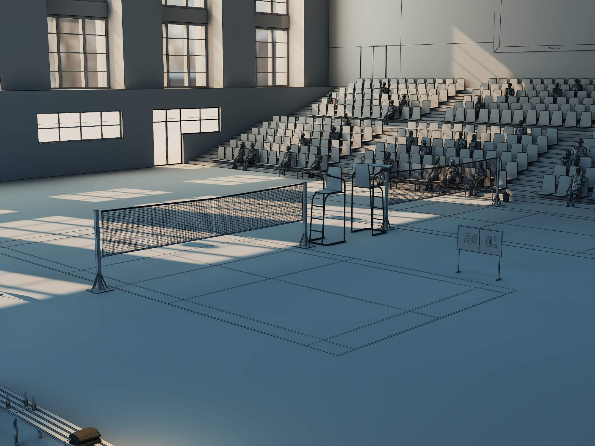Indoor Badminton Court Sports Hall Scene 3D Model