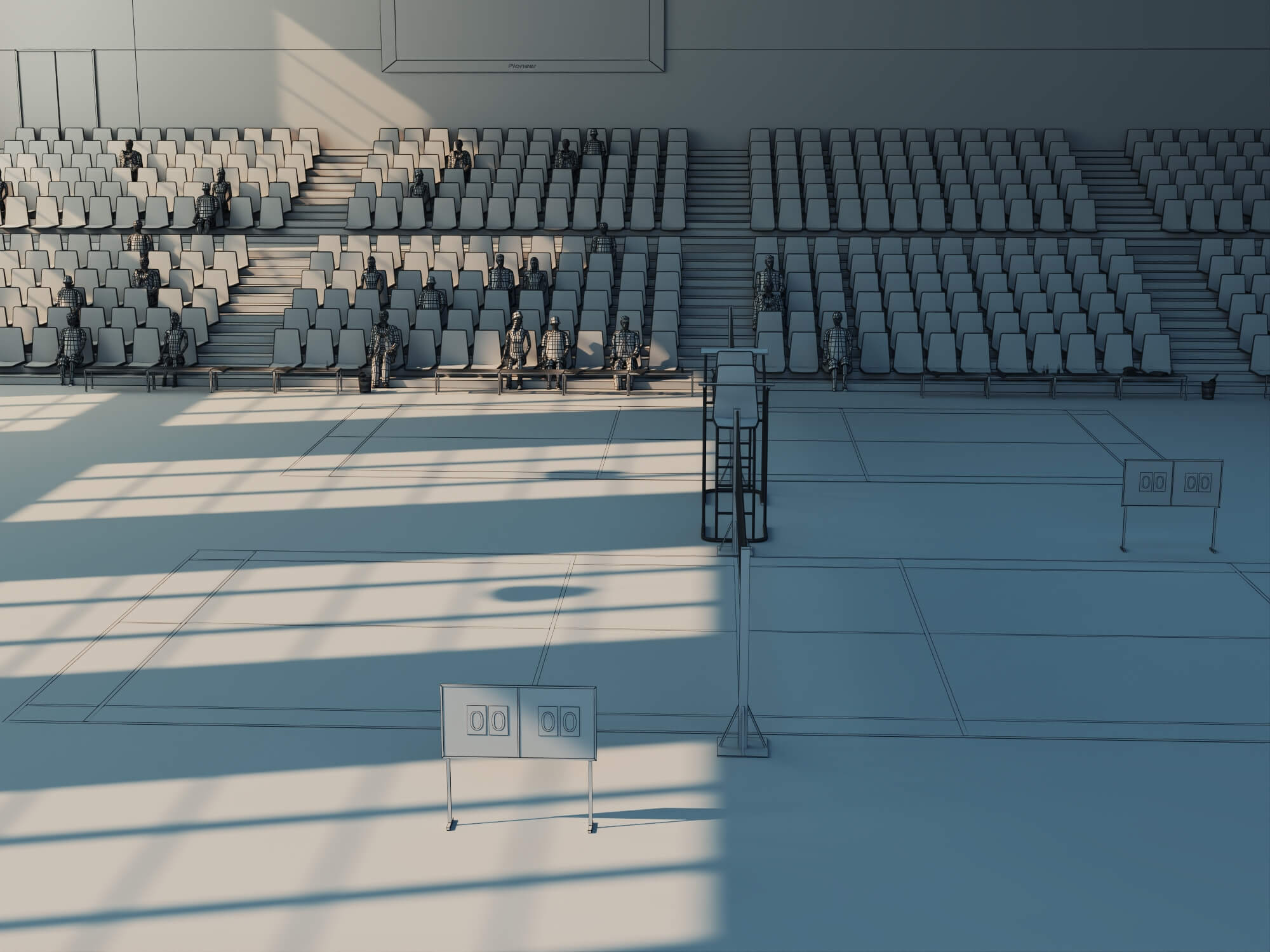 Indoor Badminton Court Sports Hall Scene 3D Model