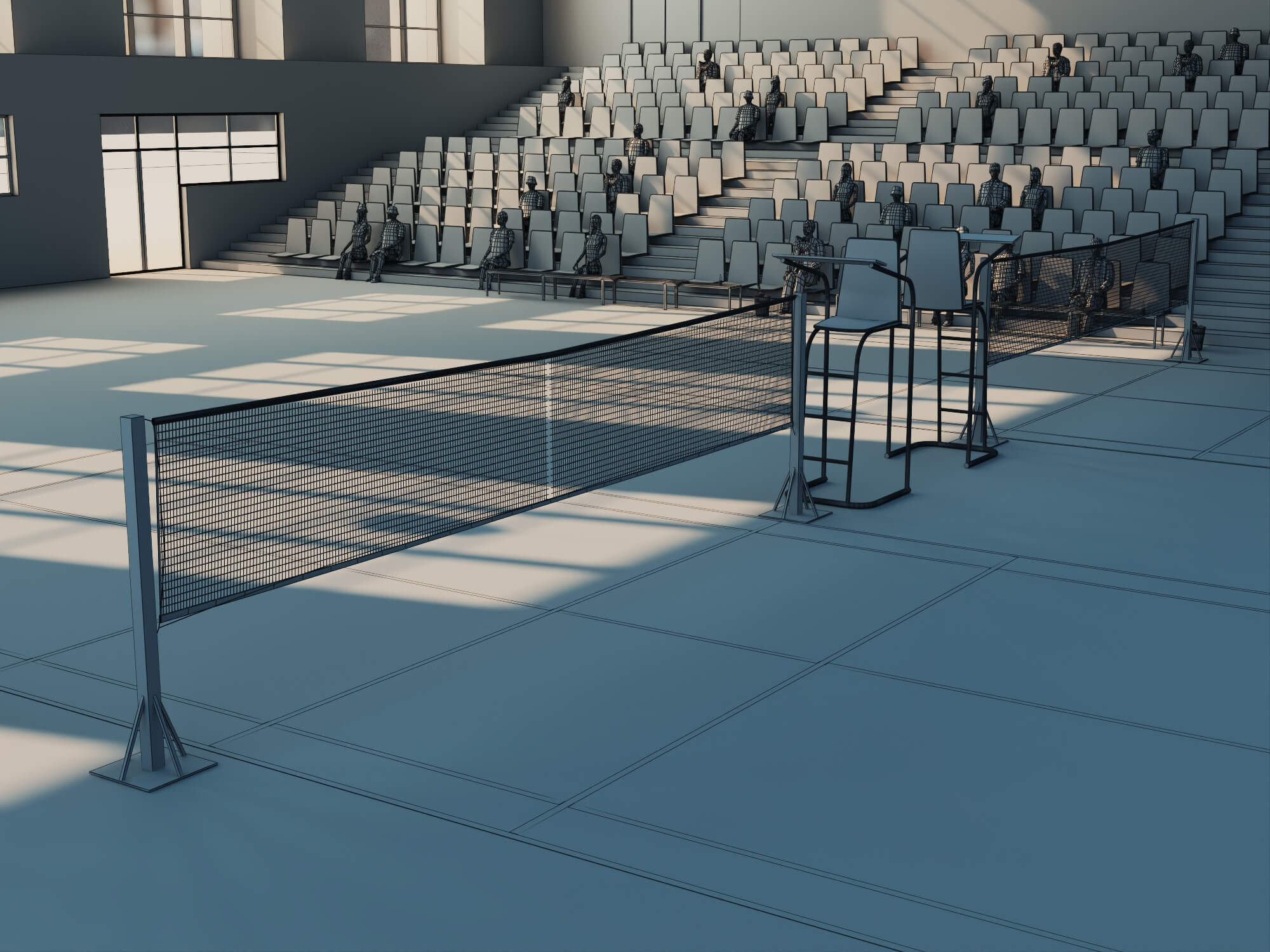 Indoor Badminton Court Sports Hall Scene 3D Model