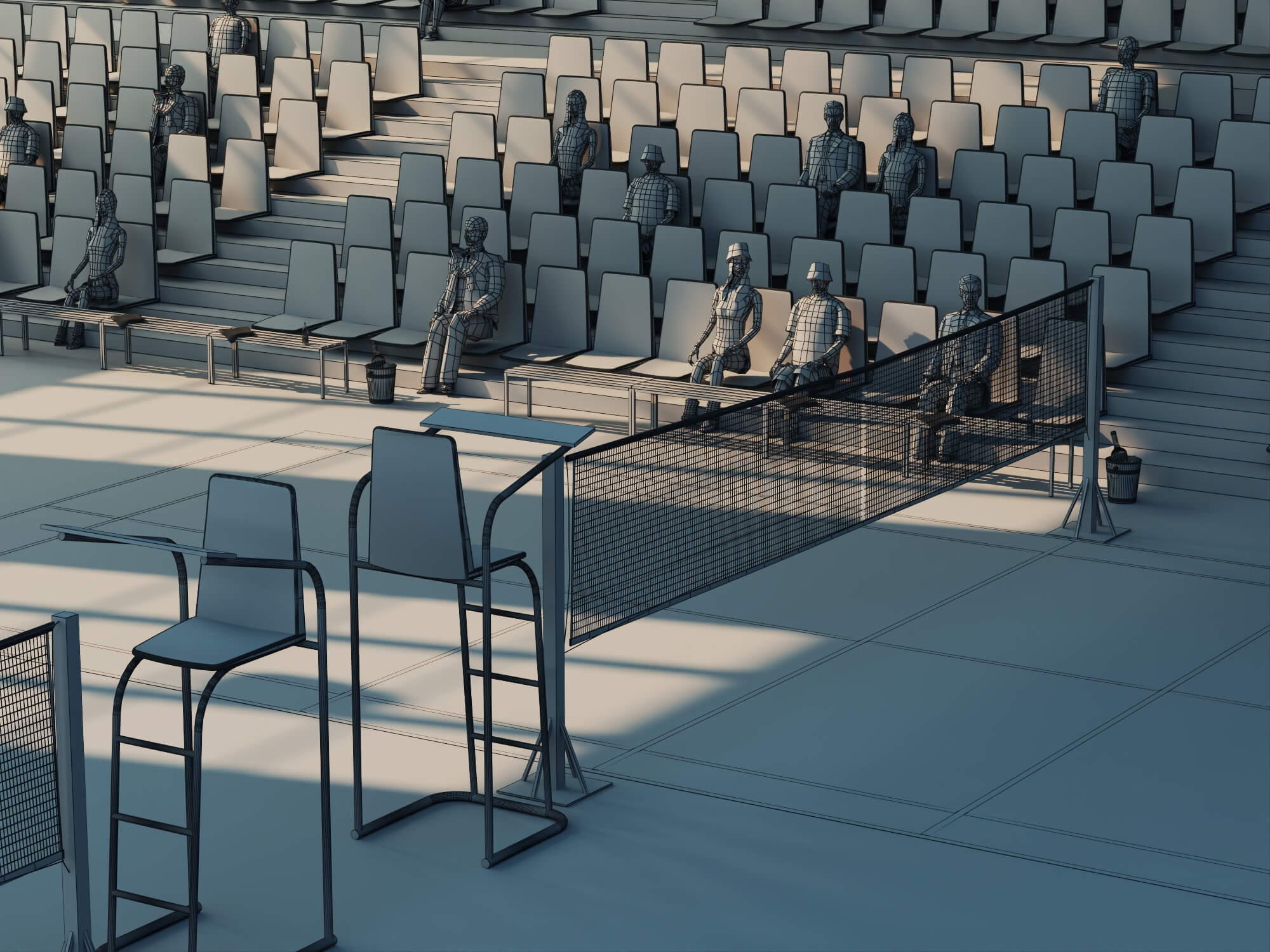 Indoor Badminton Court Sports Hall Scene 3D Model