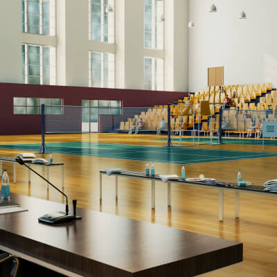 Indoor Badminton Court Sports Hall Scene