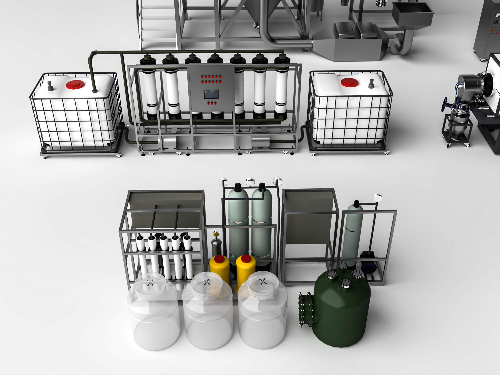 Industrial Water Treatment Equipment Set 3D Model