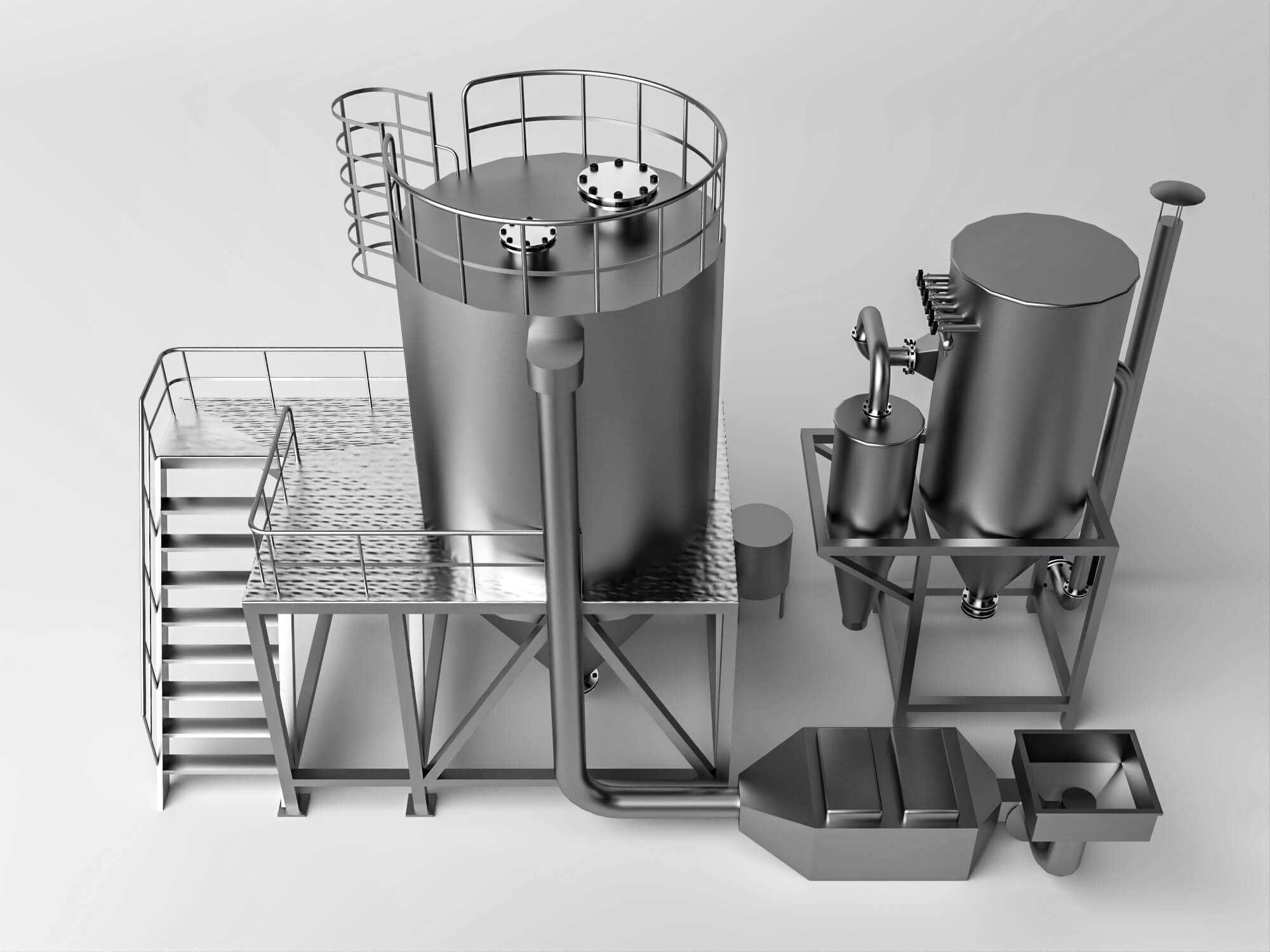 Industrial Water Treatment Equipment Set 3D Model