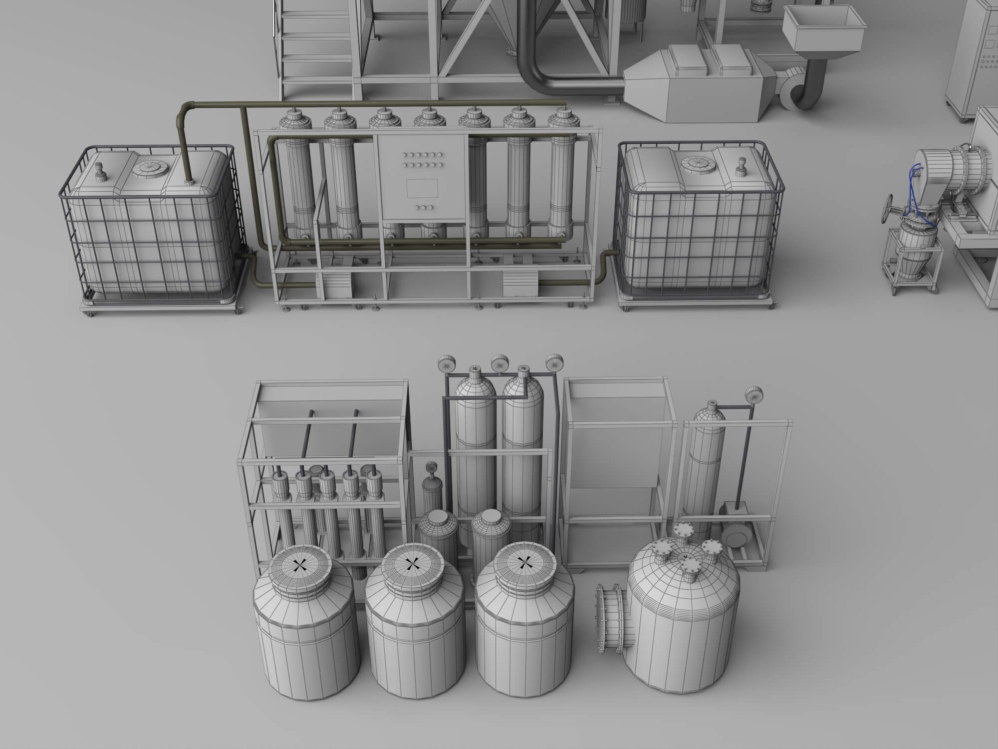 Industrial Water Treatment Equipment Set 3D Model