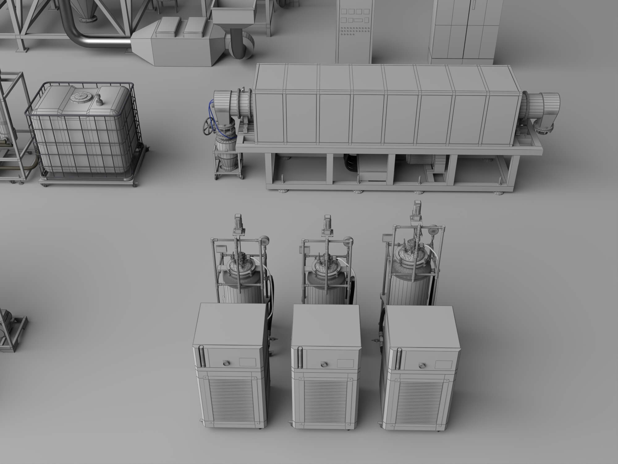 Industrial Water Treatment Equipment Set 3D Model