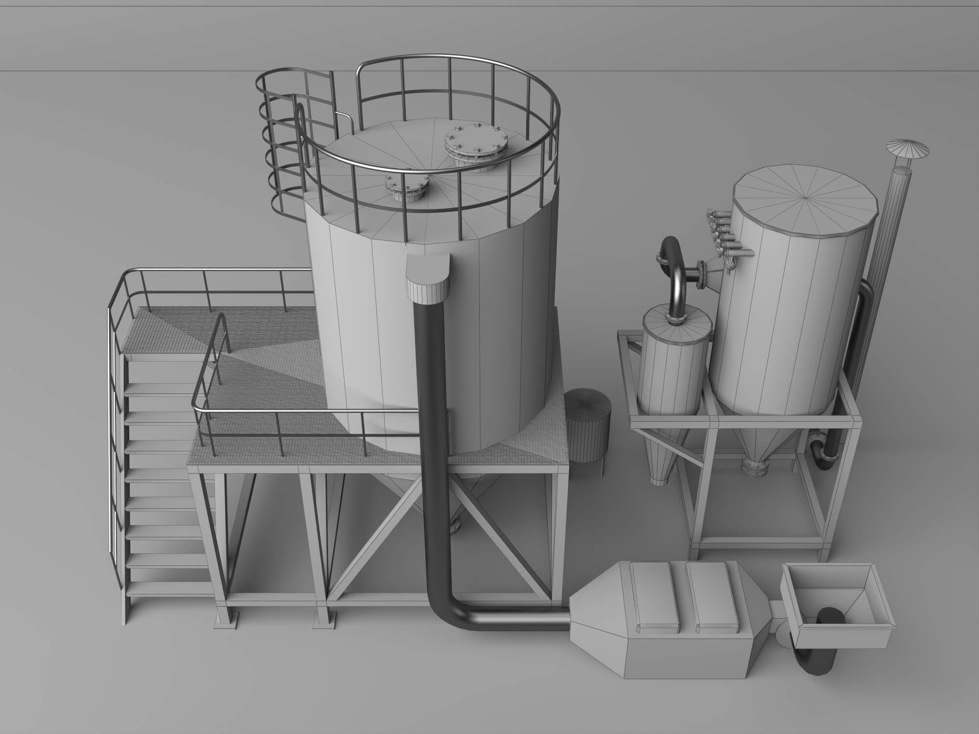 Industrial Water Treatment Equipment Set 3D Model