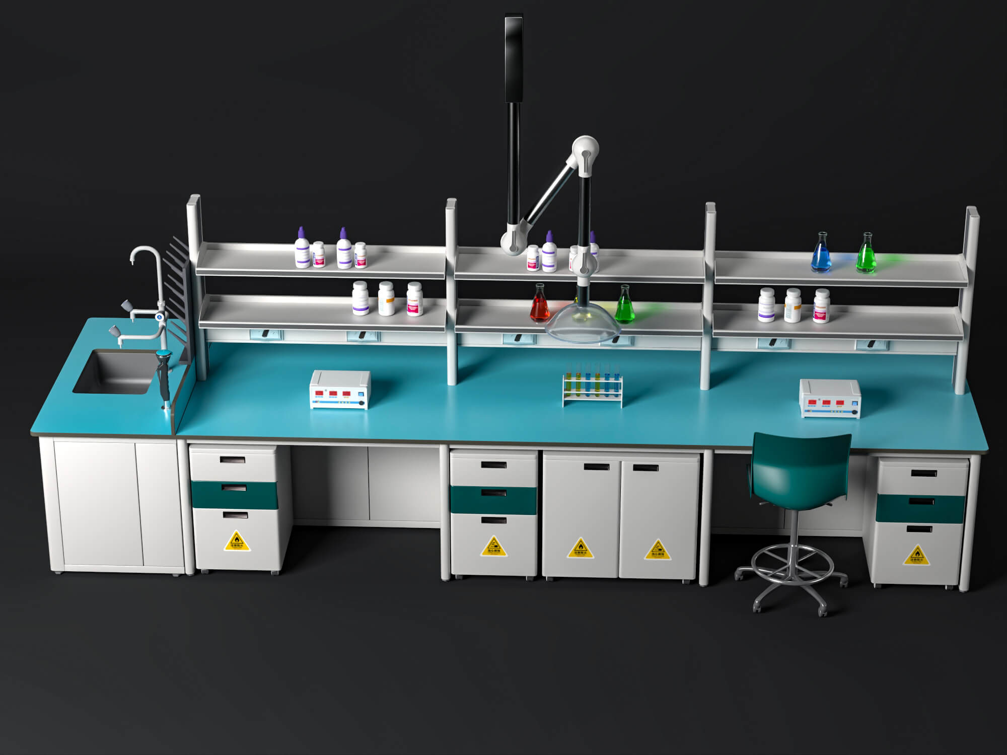 Laboratory Central Work Bench 3D Model