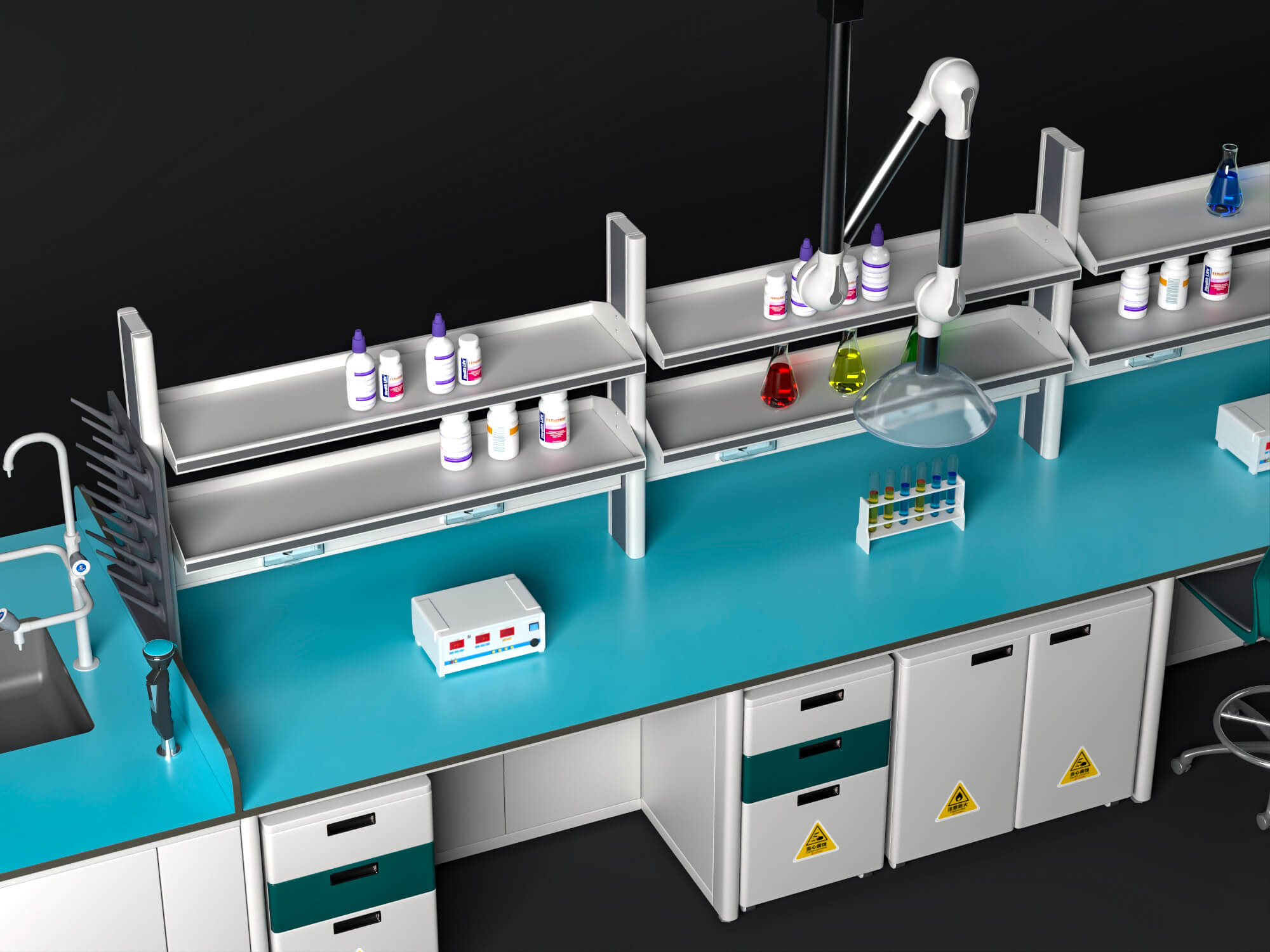 Laboratory Central Work Bench 3D Model