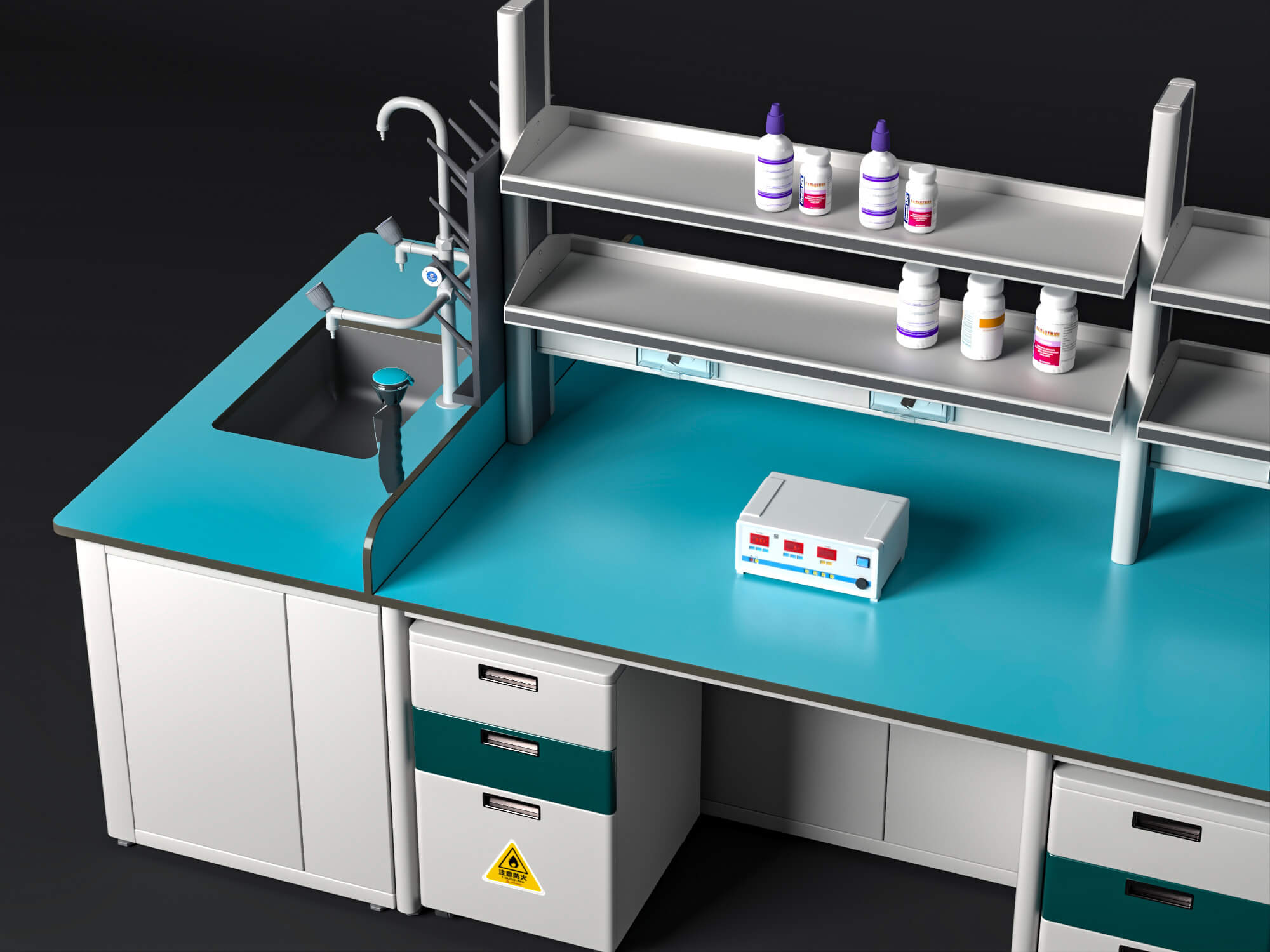 Laboratory Central Work Bench 3D Model