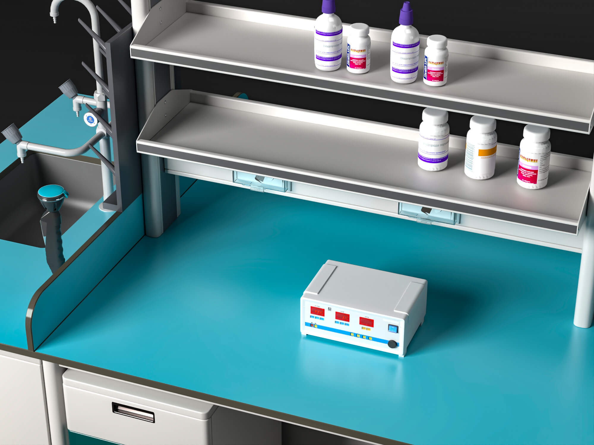 Laboratory Central Work Bench 3D Model