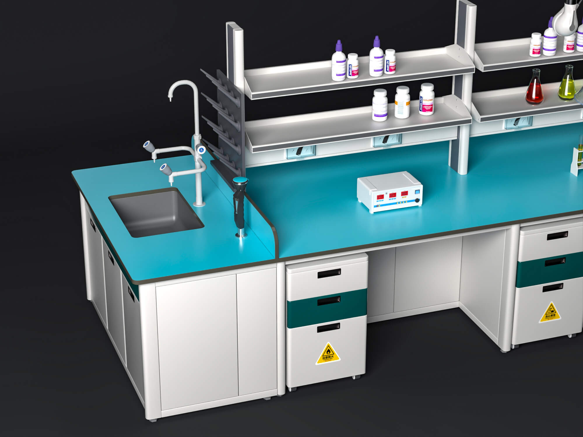 Laboratory Central Work Bench 3D Model