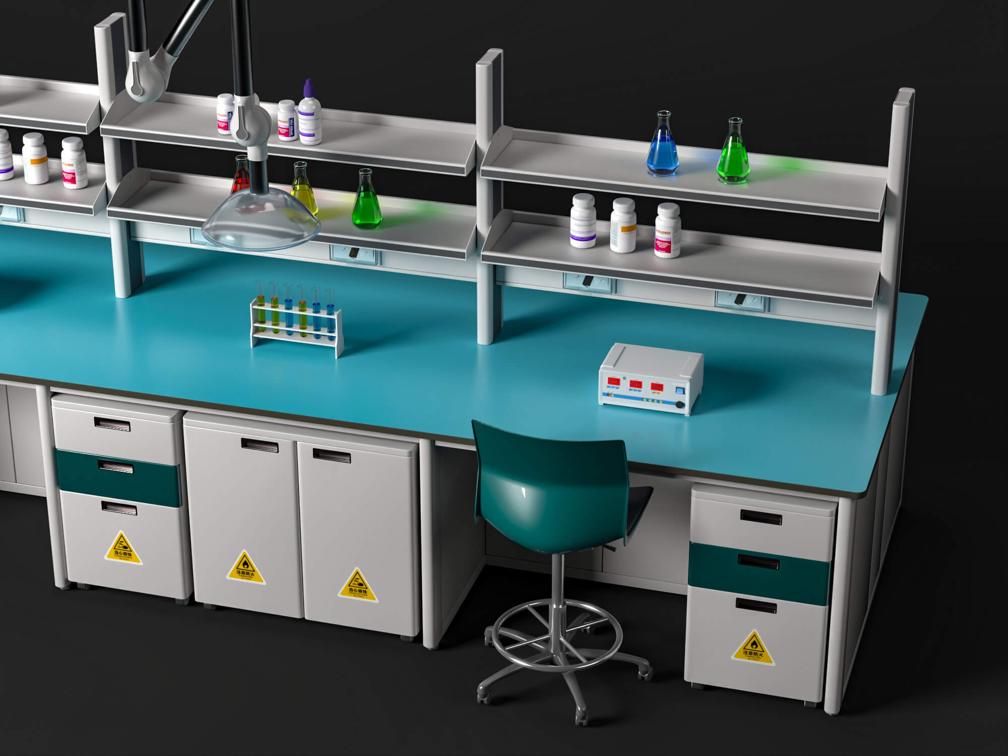Laboratory Central Work Bench 3D Model