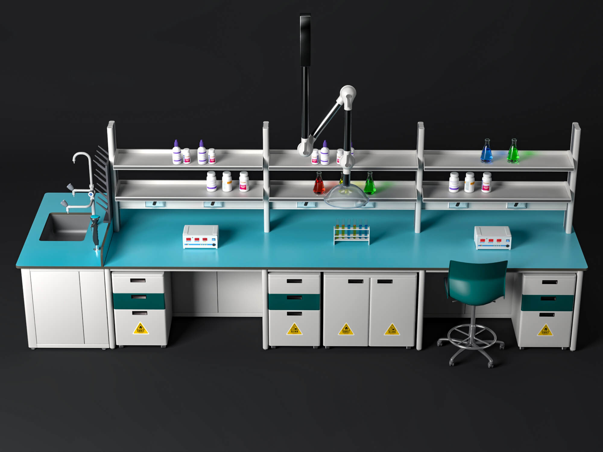 Laboratory Central Work Bench 3D Model