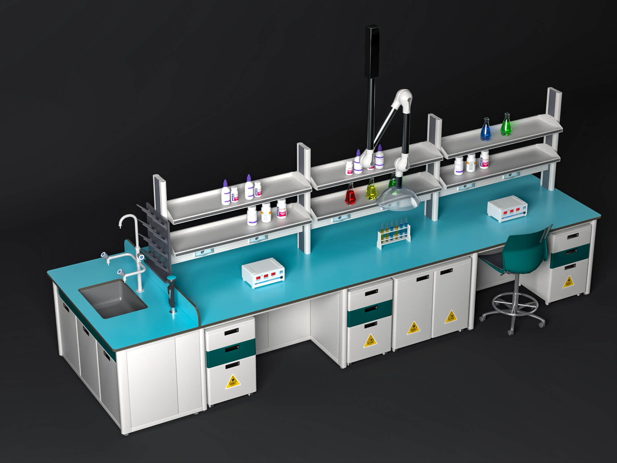 Laboratory Central Work Bench 3D Model