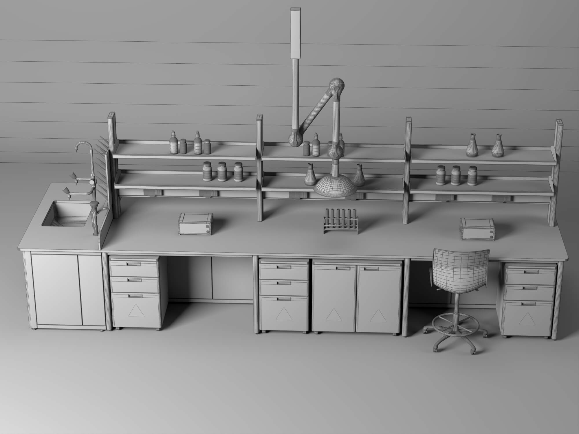 Laboratory Central Work Bench 3D Model