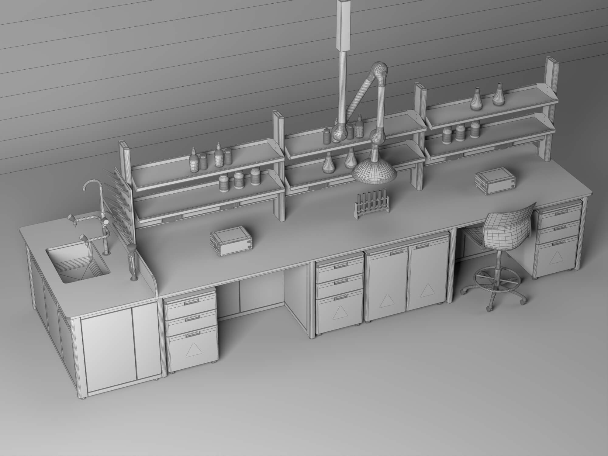 Laboratory Central Work Bench 3D Model