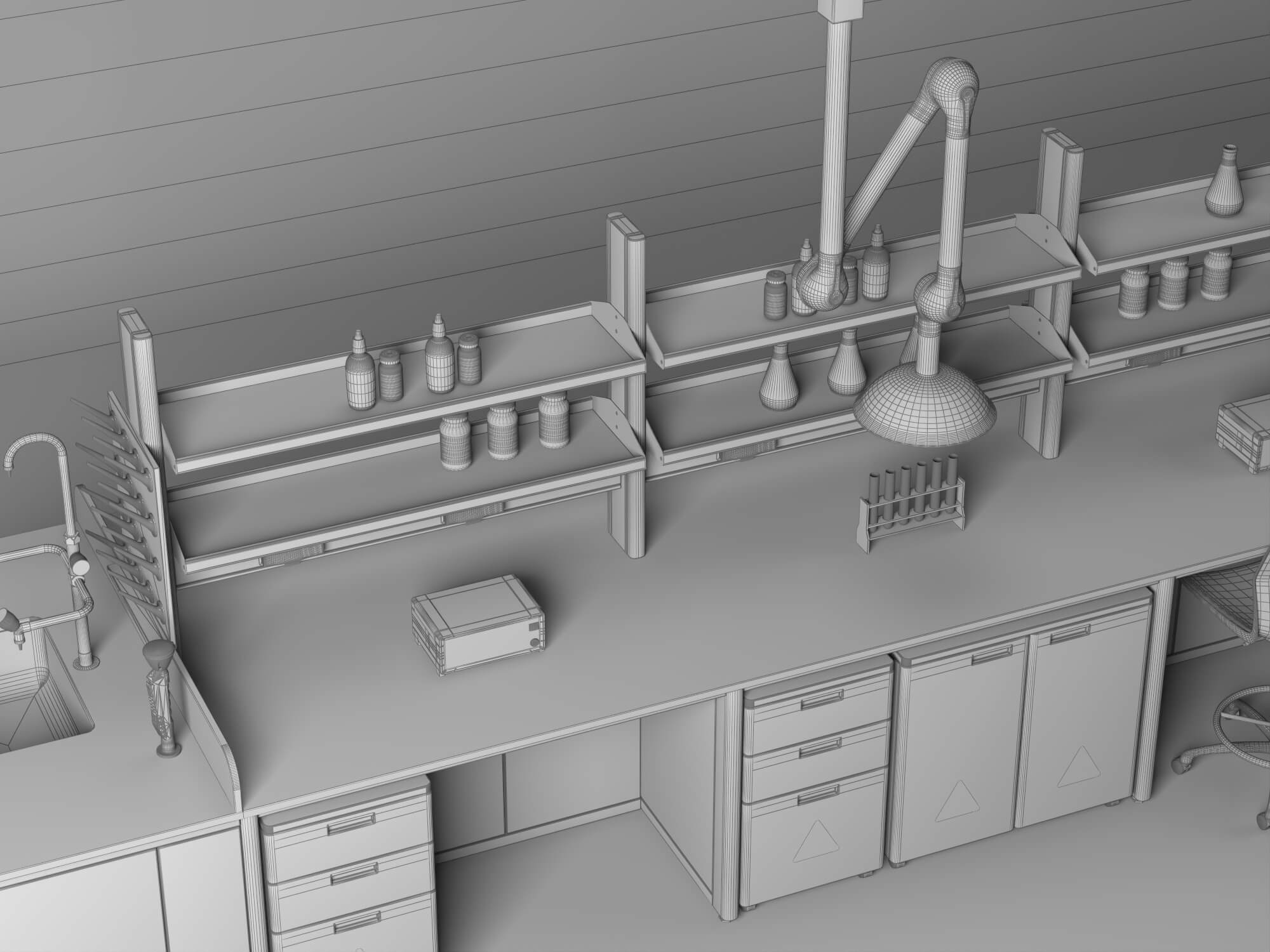 Laboratory Central Work Bench 3D Model