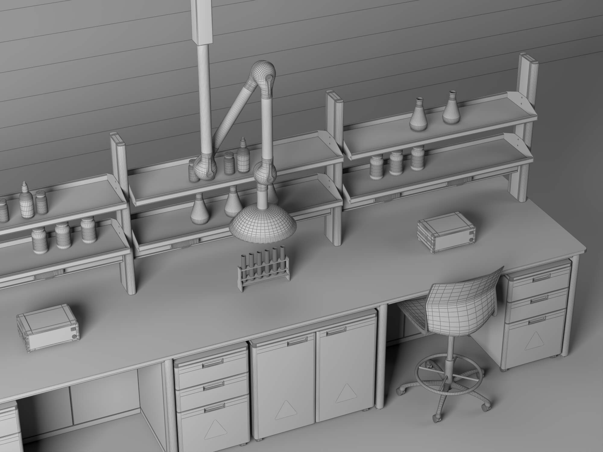 Laboratory Central Work Bench 3D Model