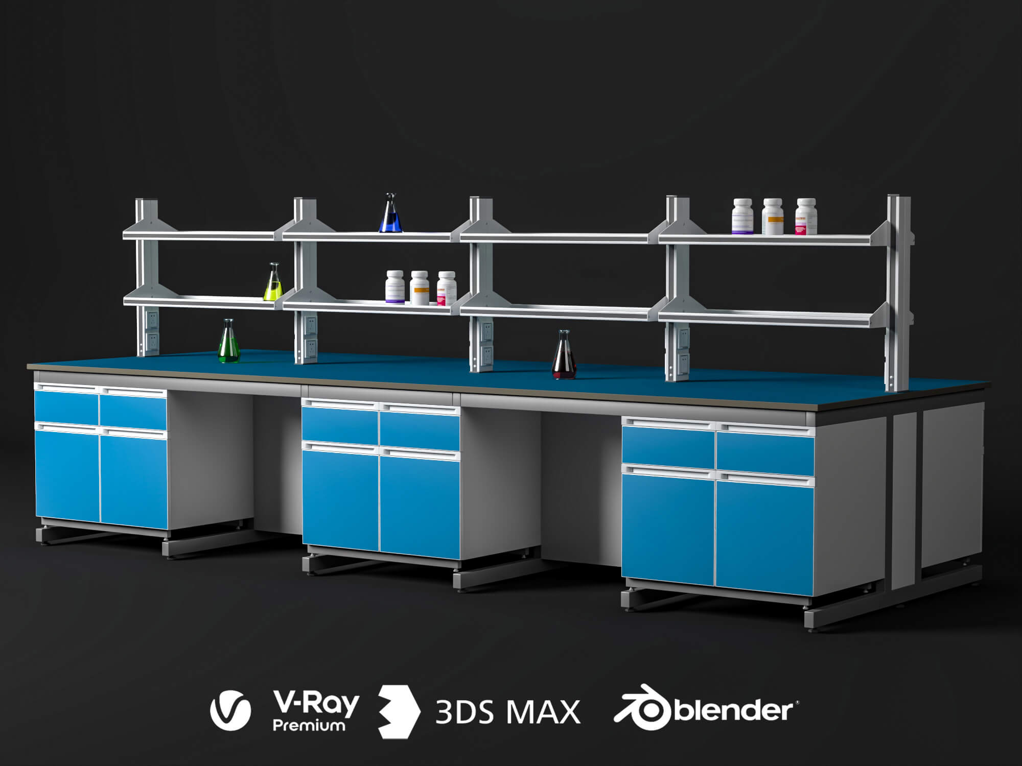 Laboratory Central Workbench 3D Model