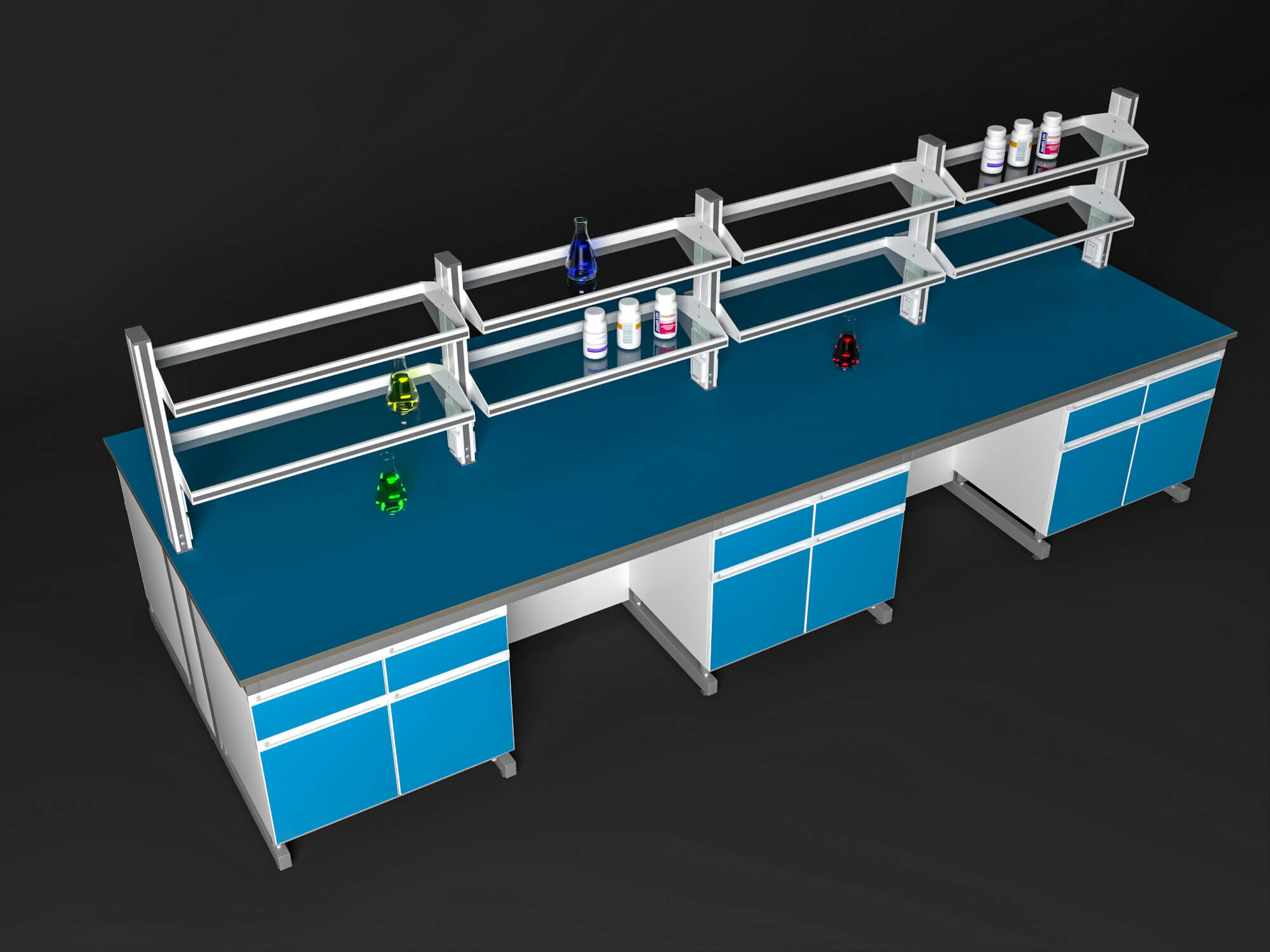 Laboratory Central Workbench 3D Model