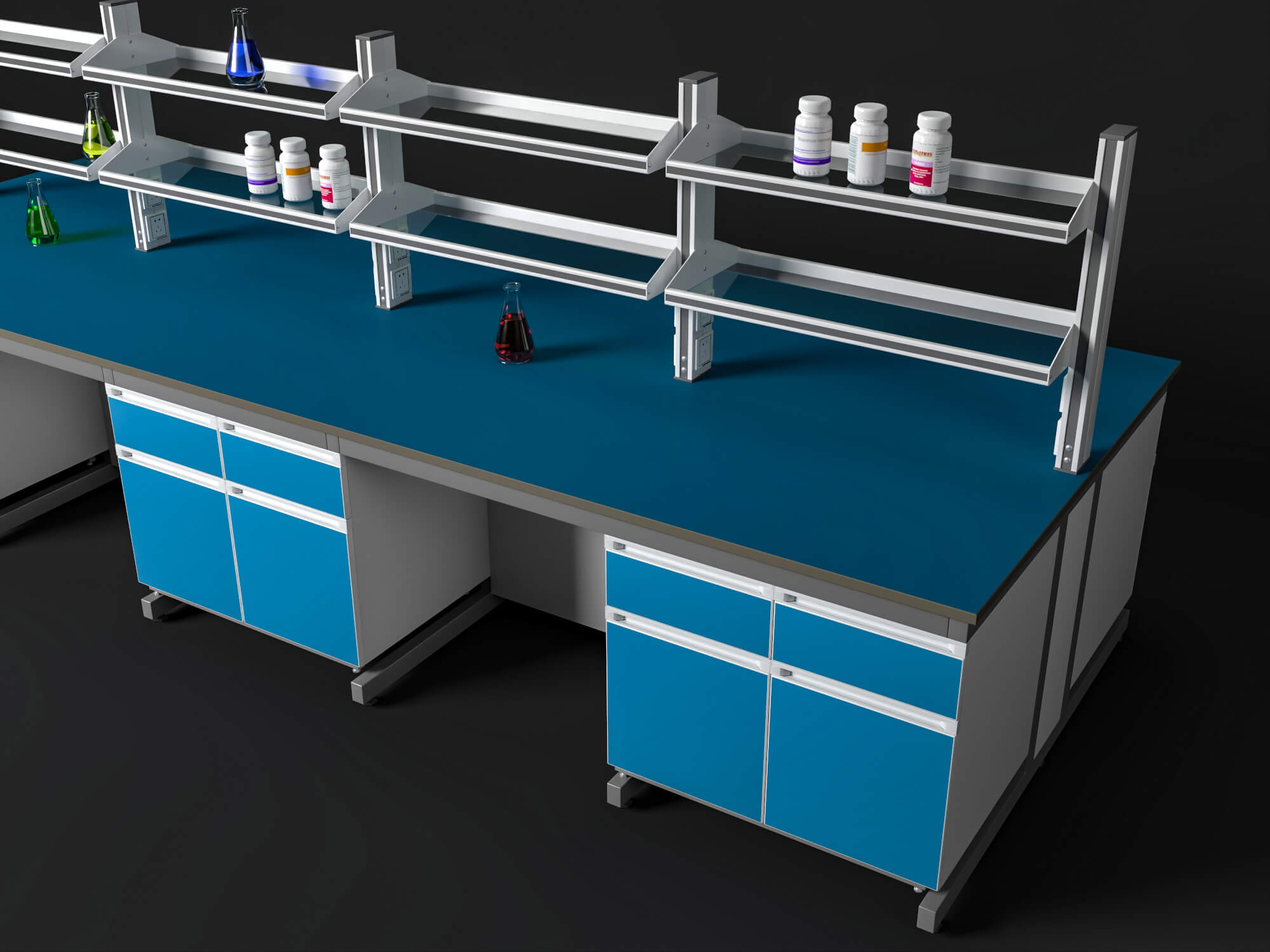 Laboratory Central Workbench 3D Model