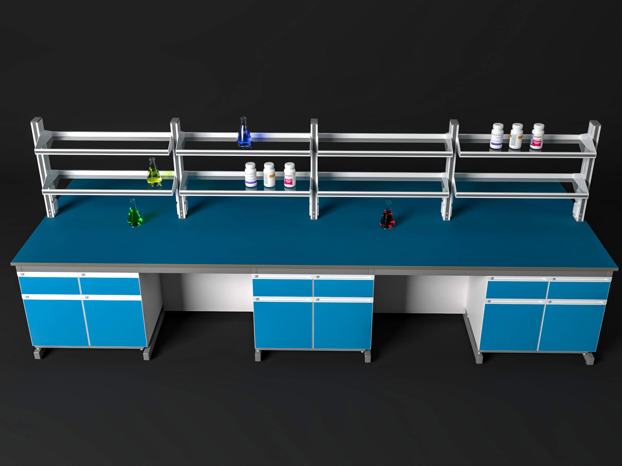 Laboratory Central Workbench 3D Model