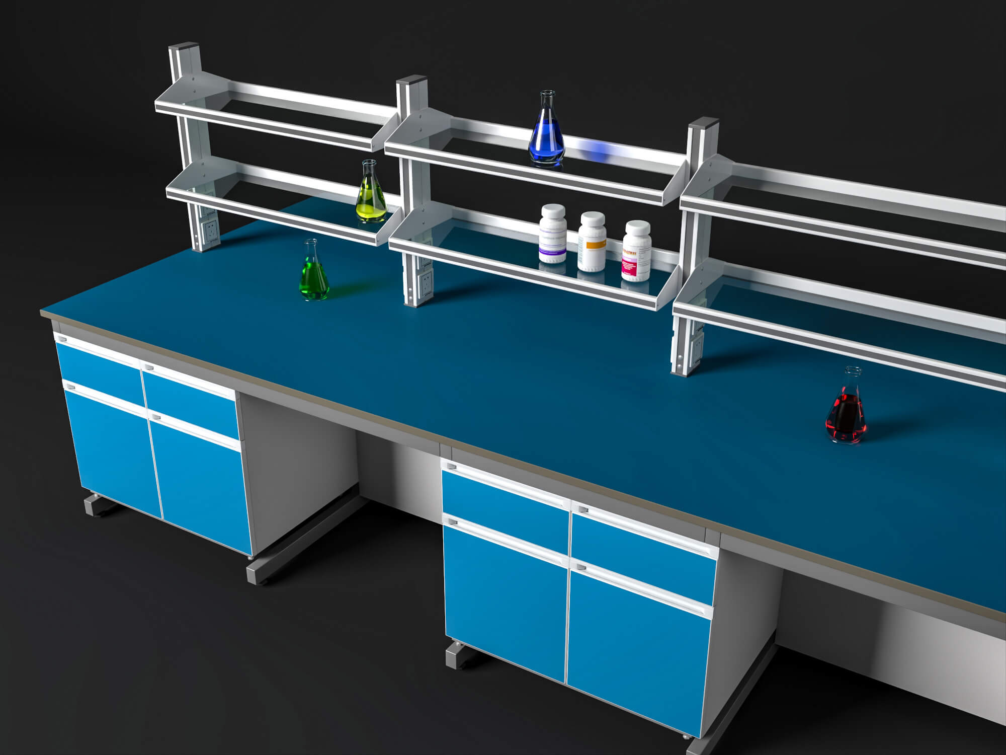 Laboratory Central Workbench 3D Model
