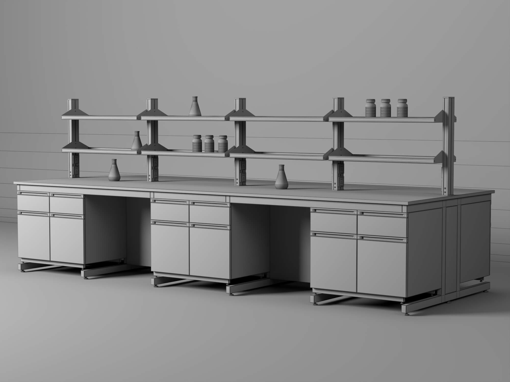Laboratory Central Workbench 3D Model