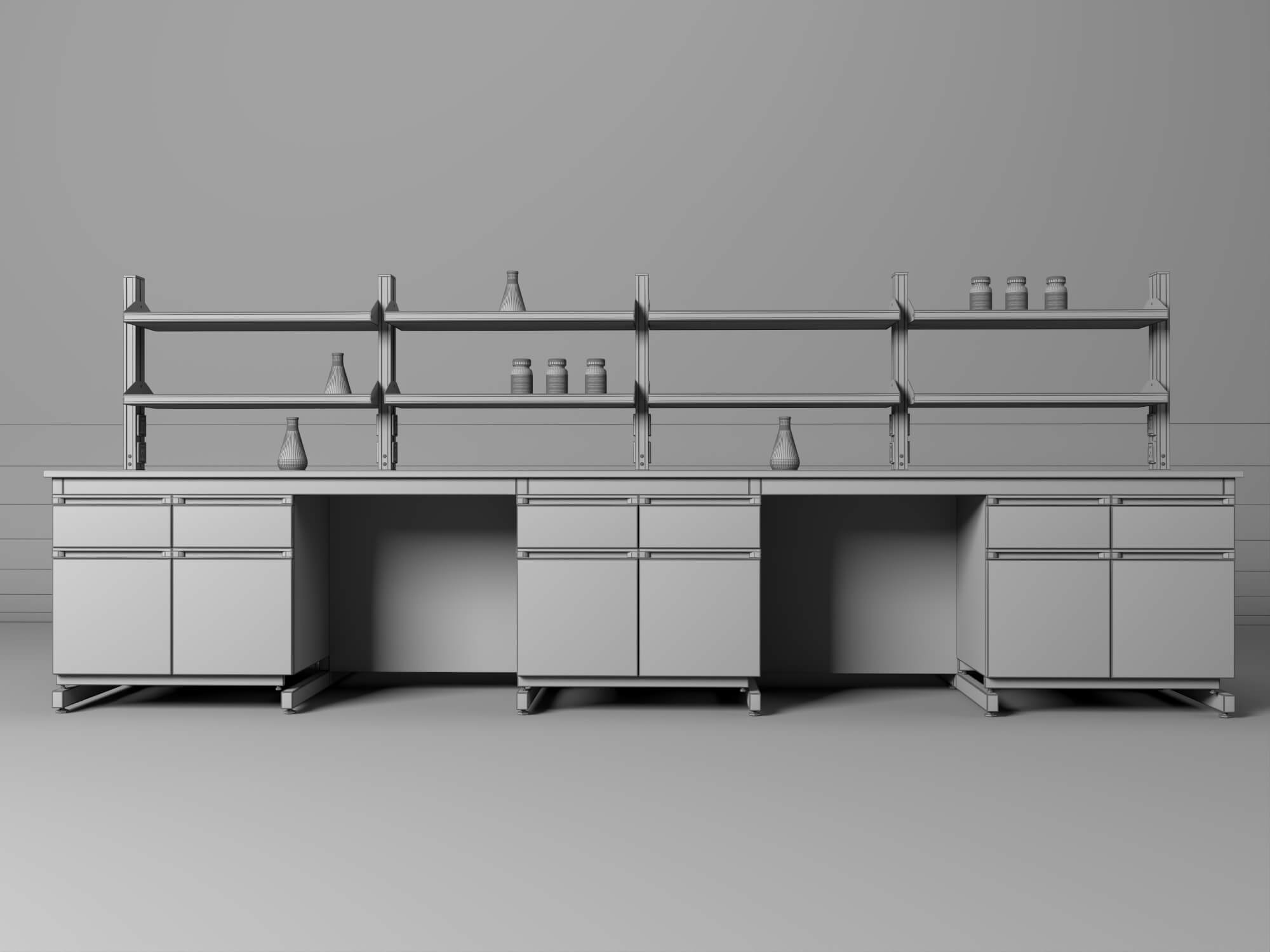 Laboratory Central Workbench 3D Model