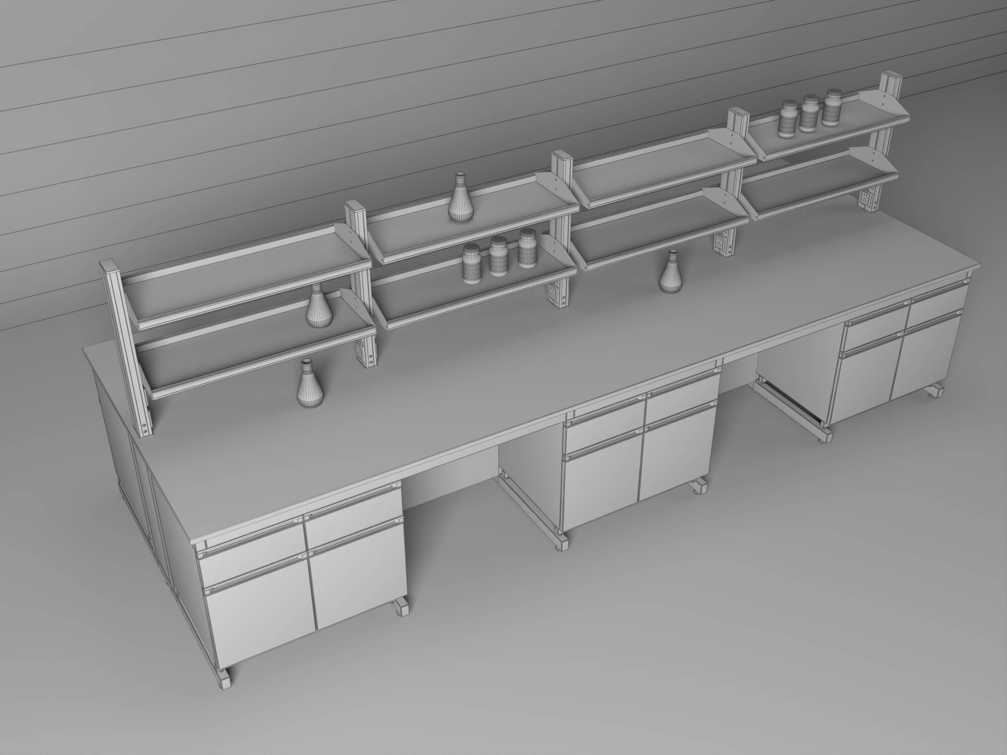 Laboratory Central Workbench 3D Model
