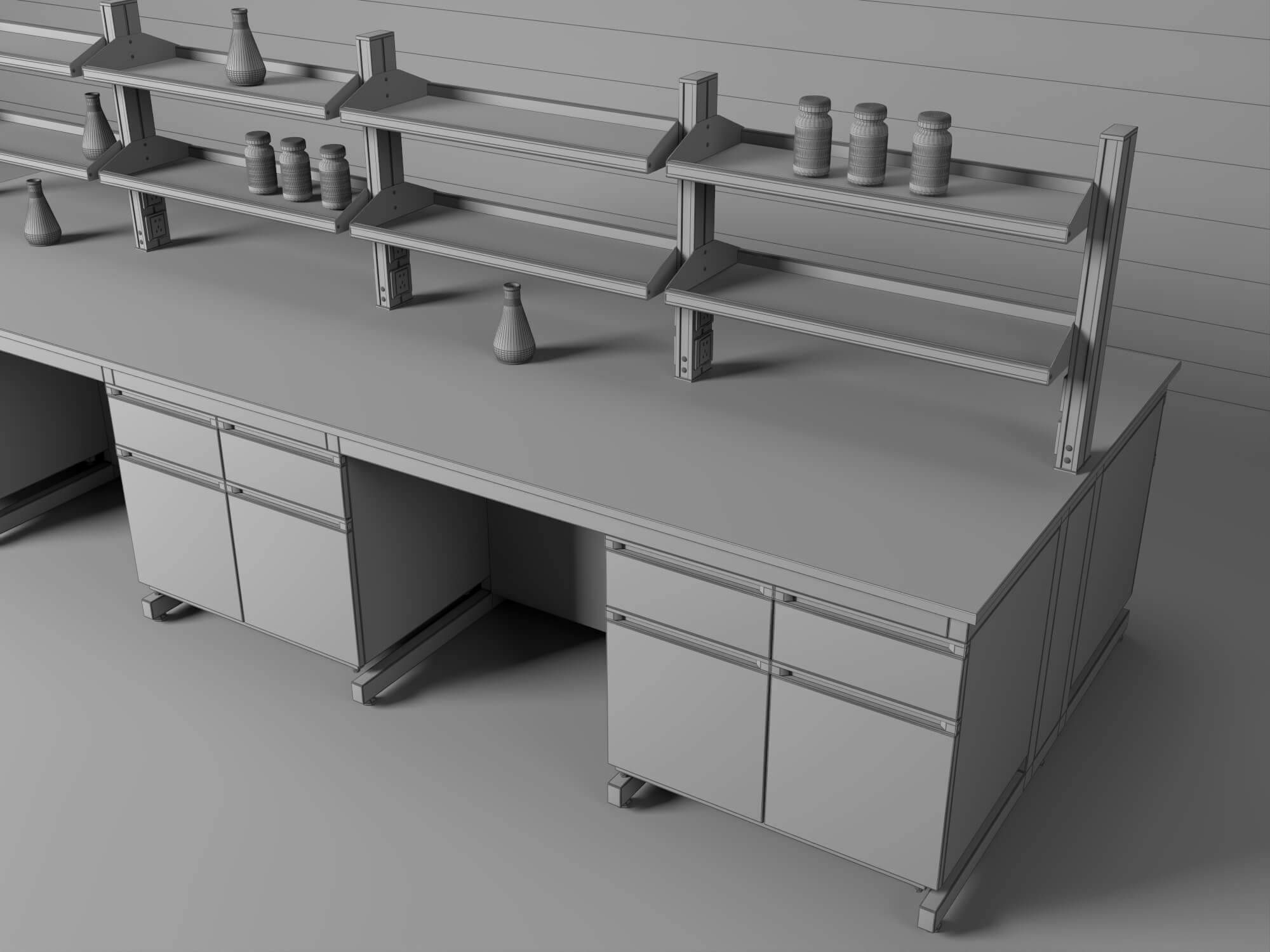 Laboratory Central Workbench 3D Model