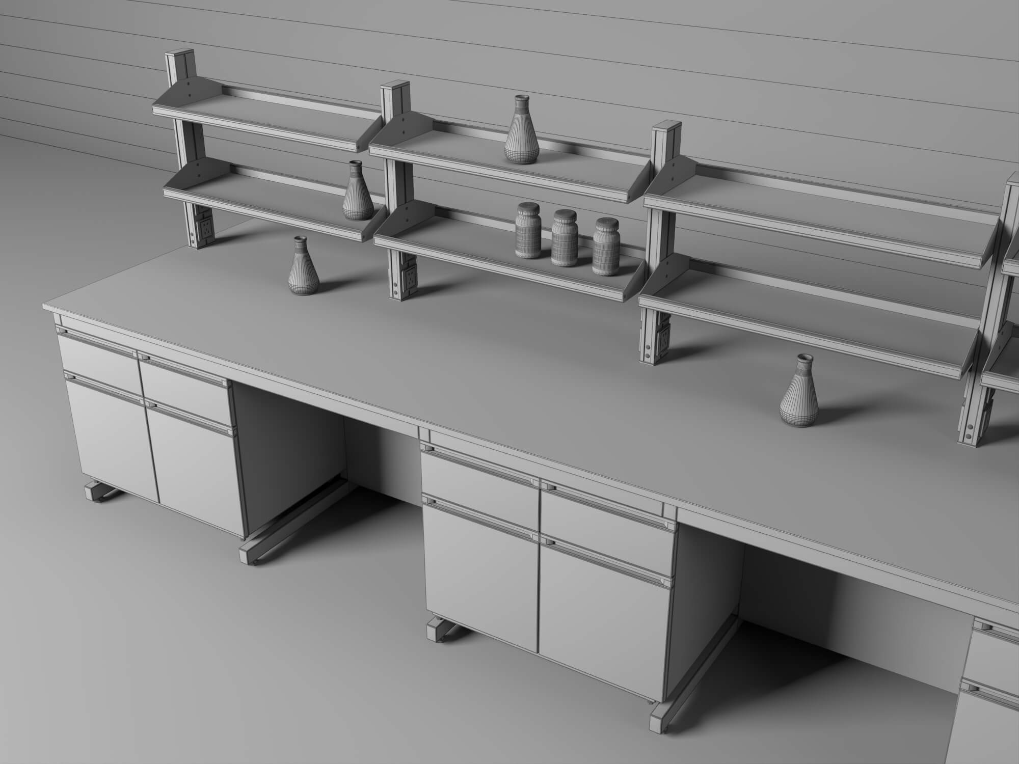 Laboratory Central Workbench 3D Model