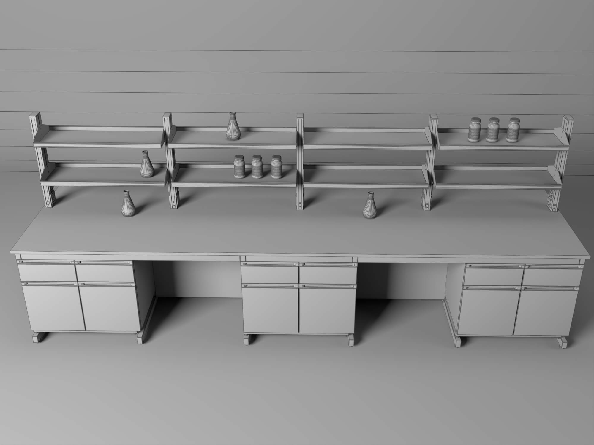 Laboratory Central Workbench 3D Model